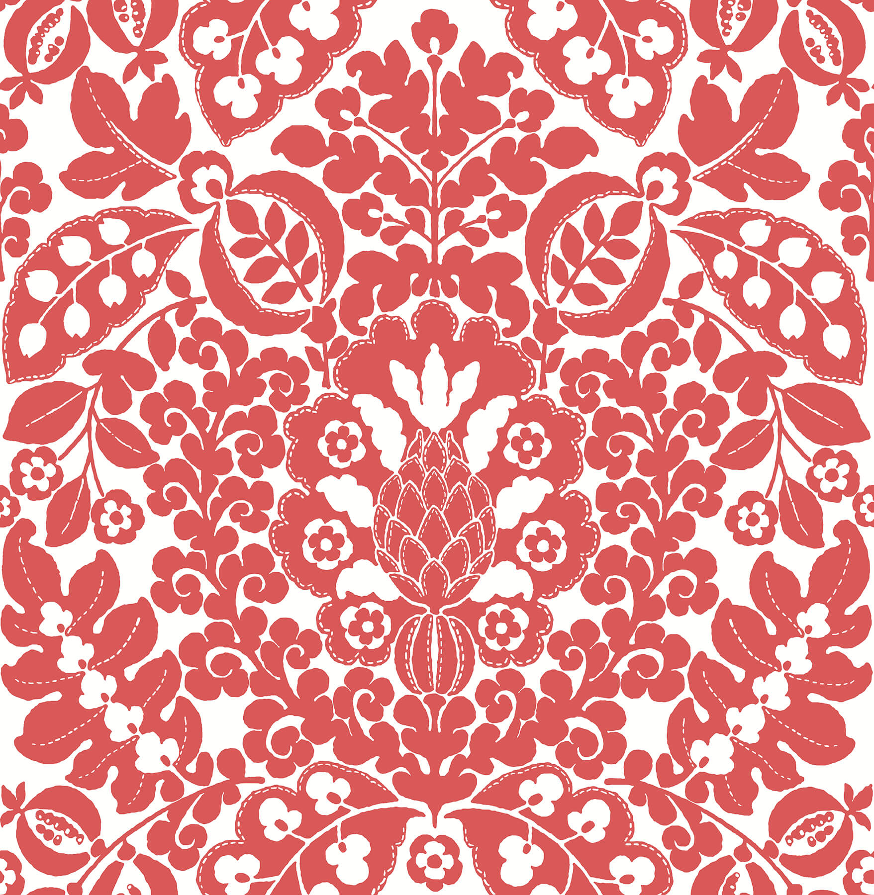 marni-red-fruit-damask-wallpaper-york-wallcoverings-4081-26336 - York Wallcoverings Papel pintado