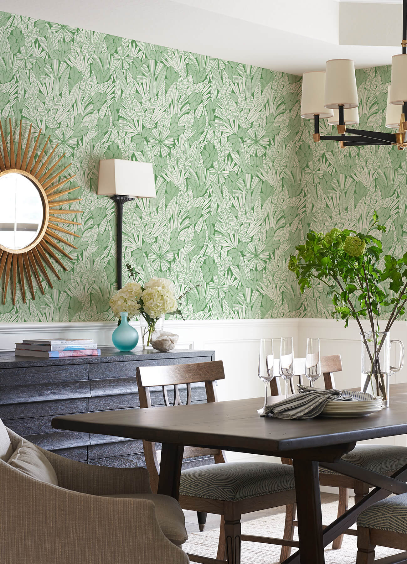 bannon-green-leaves-wallpaper-york-wallcoverings-4081-26345 - York Wallcoverings Papel pintado