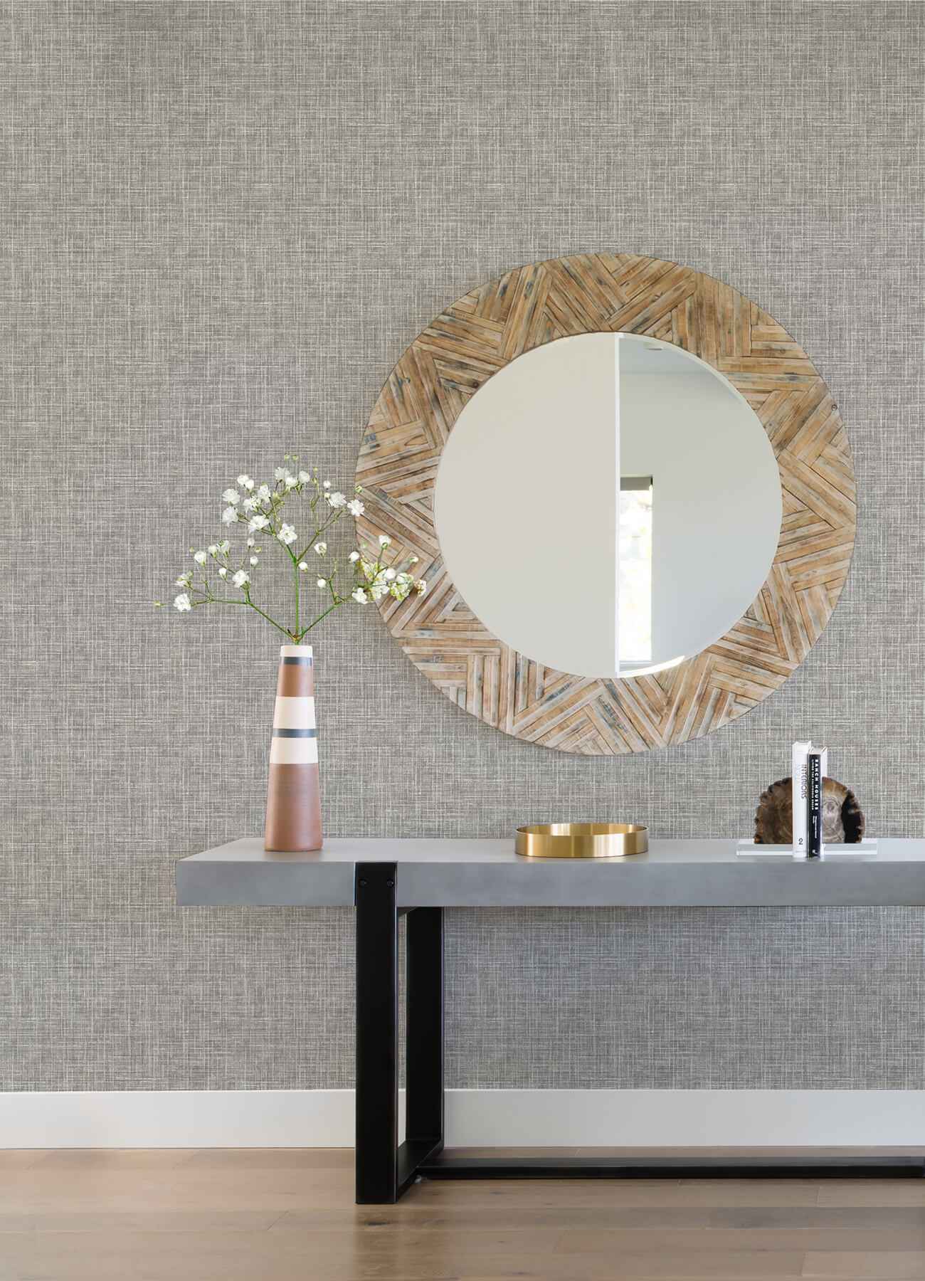 Emerson Grey Faux Linen Wallpaper - York Wallcoverings - 4081-26354 - York Wallcoverings Wallpaper