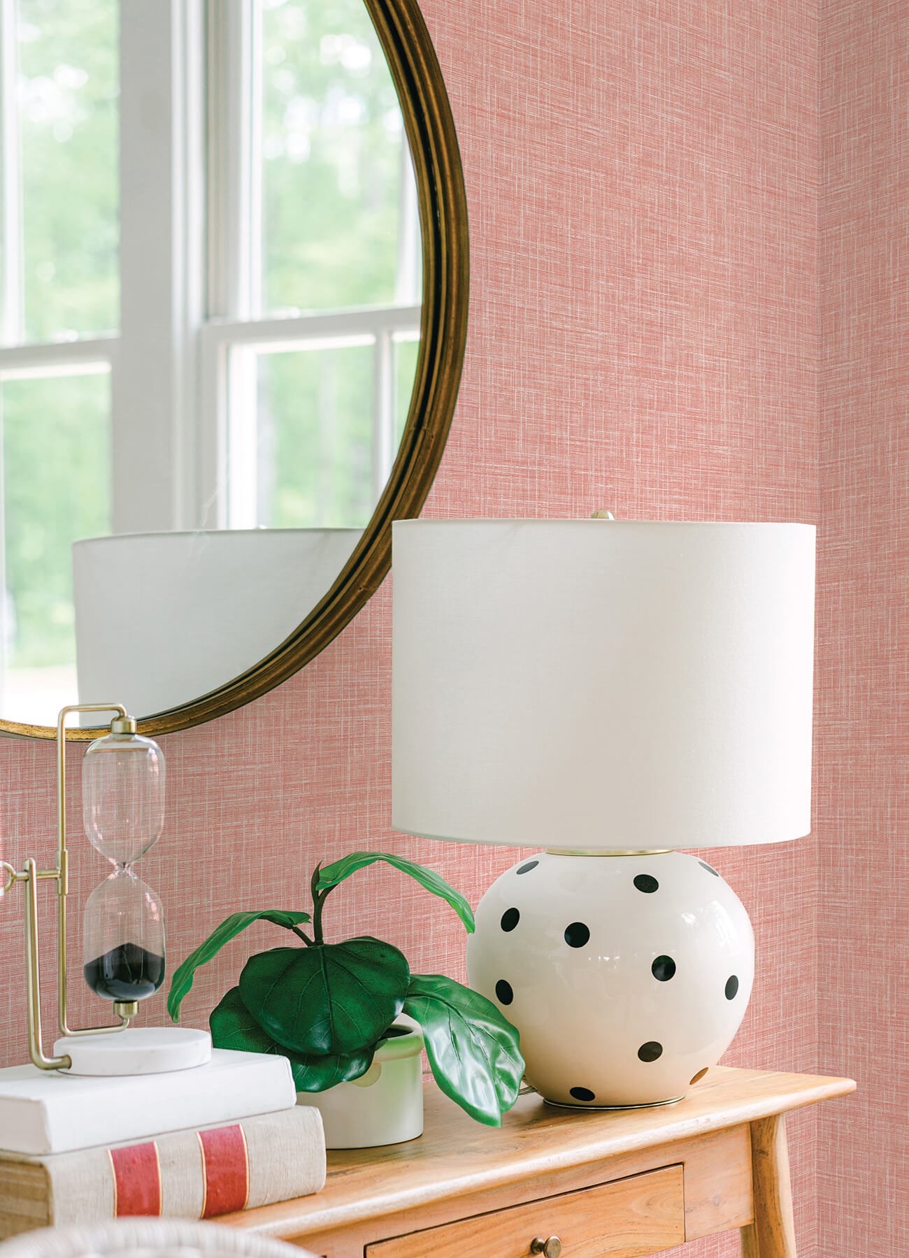 emerson-coral-faux-linen-wallpaper-york-wallcoverings-4081-26355 - York Wallcoverings Papel pintado