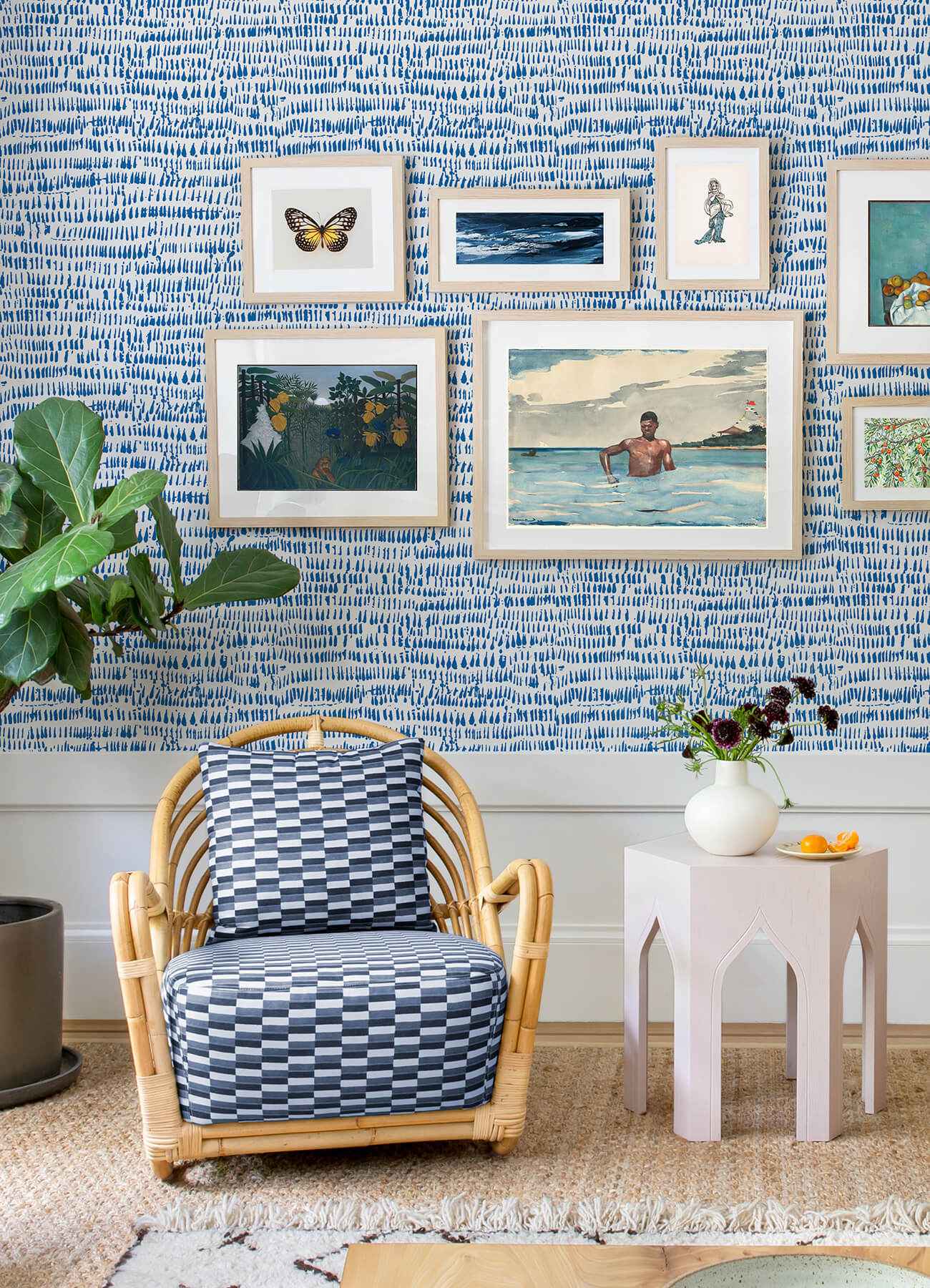 Runes Sapphire Brushstrokes Wallpaper - York Wallcoverings - 4081-26357 - York Wallcoverings Wallpaper