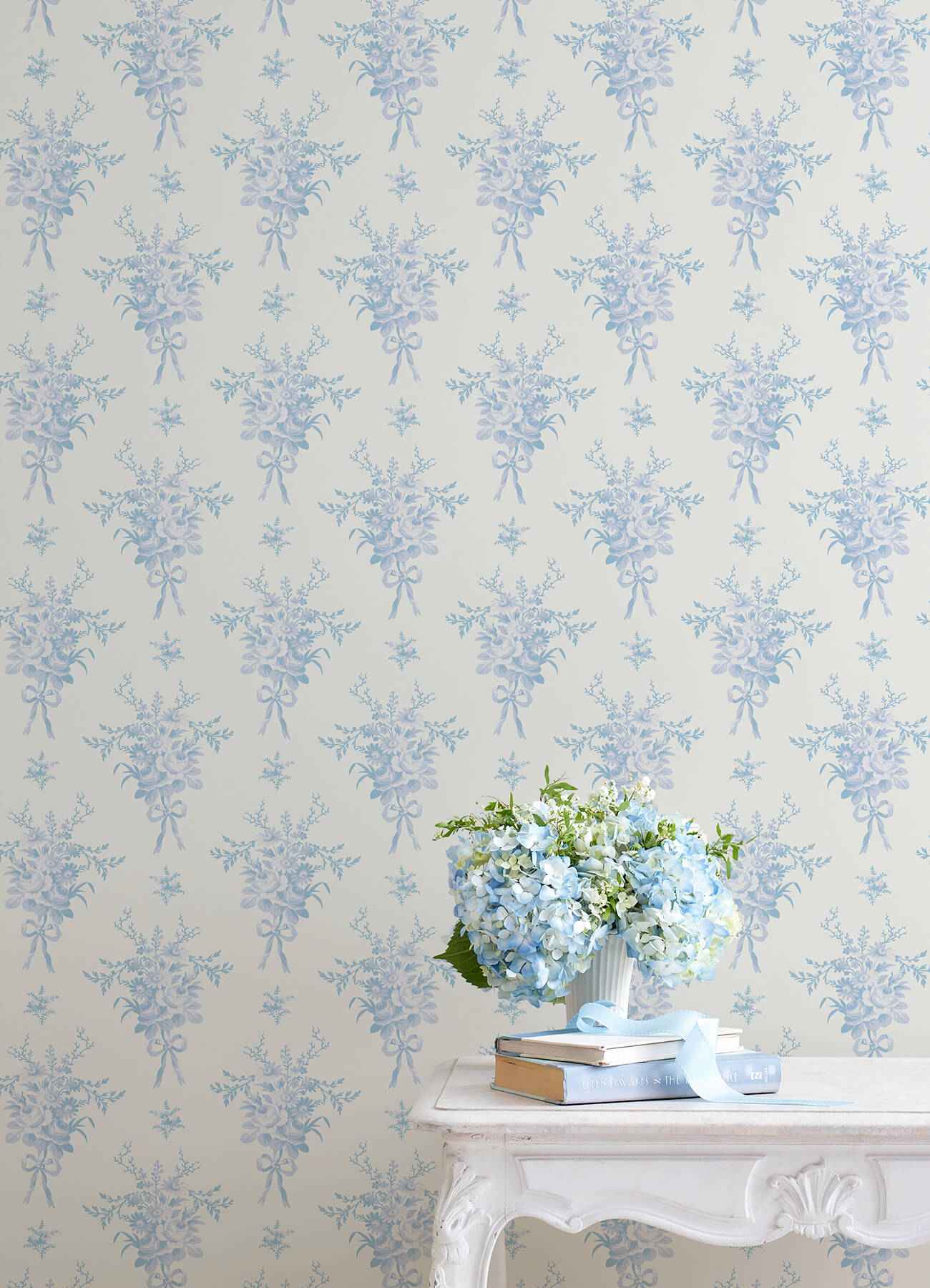 Rosie Arrangements Icey Winters Bouquet Toss Wallpaper - York Wallcoverings - AST4651 - York Wallcoverings Wallpaper