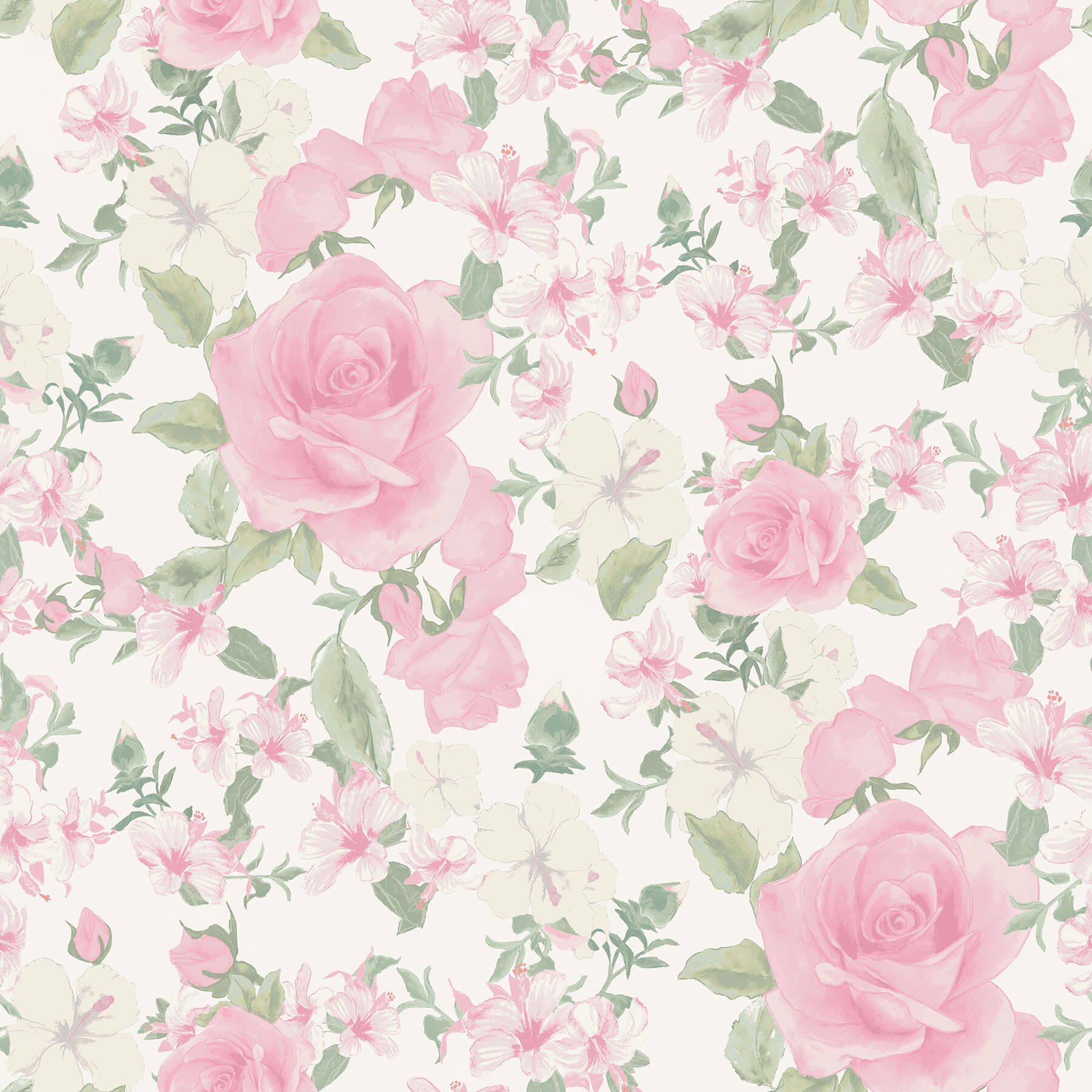 sunset-harbor-rose-vida-rosa-roses-white-flowers-wallpaper-york-wallcoverings-ast4655 - York Wallcoverings Papel pintado