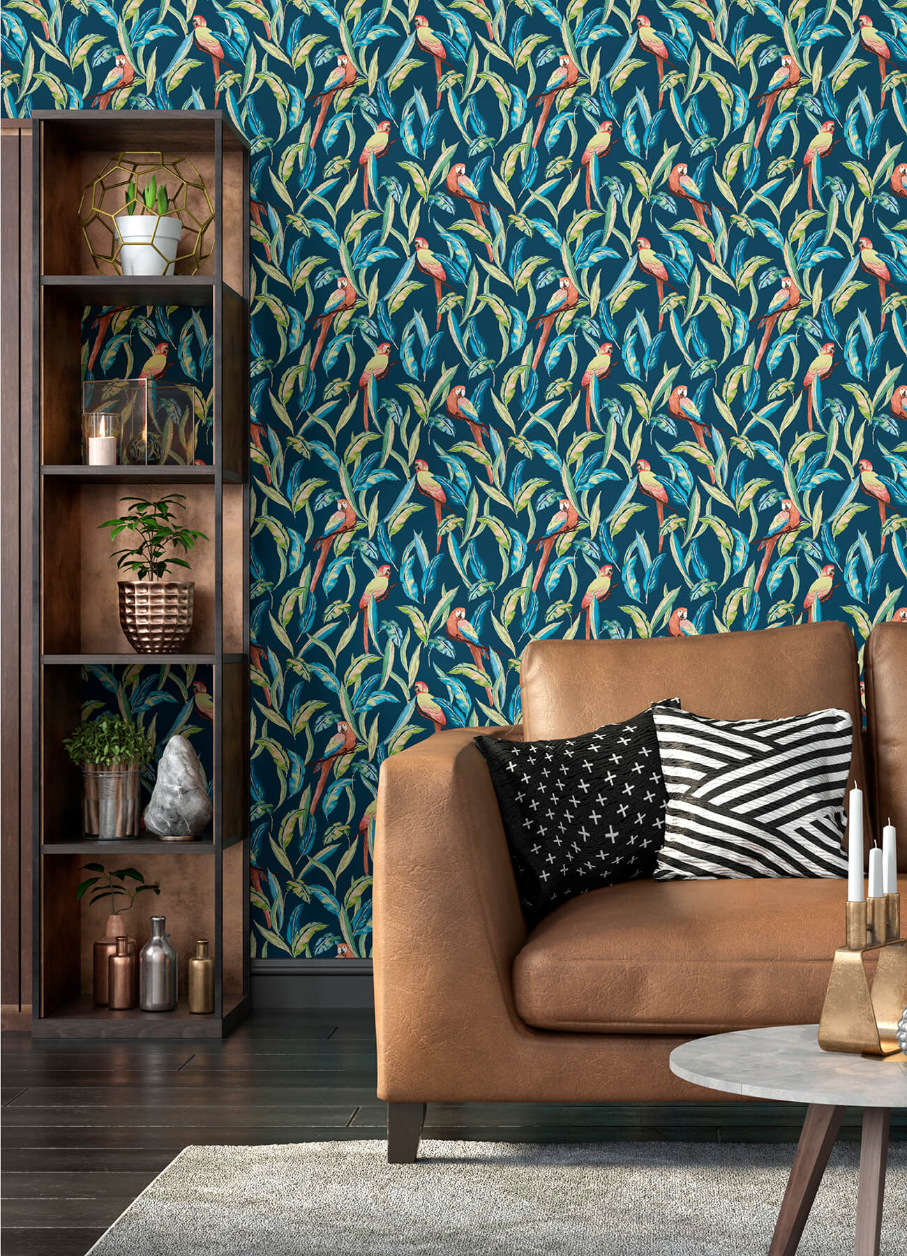 Timor Indigo Parrot Wallpaper - York Wallcoverings - WLD53117W - York Wallcoverings Wallpaper