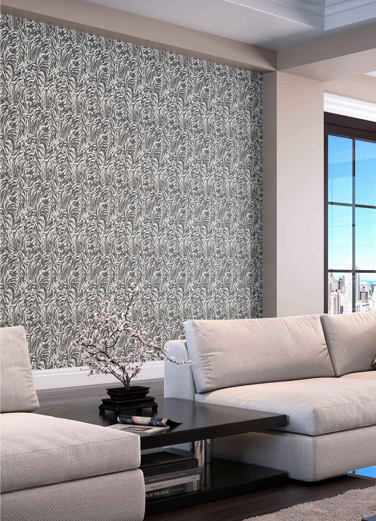 Davy Charcoal Zebra Wallpaper - York Wallcoverings - WLD53135W - York Wallcoverings Wallpaper