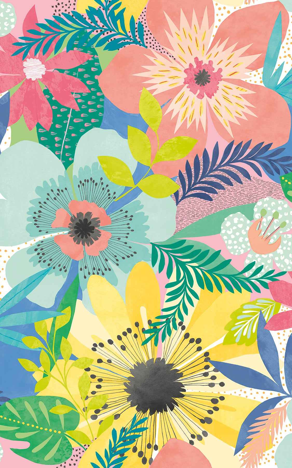 Janis Pastel Floral Riot Wallpaper - York Wallcoverings - CEP50103W - York Wallcoverings Wallpaper
