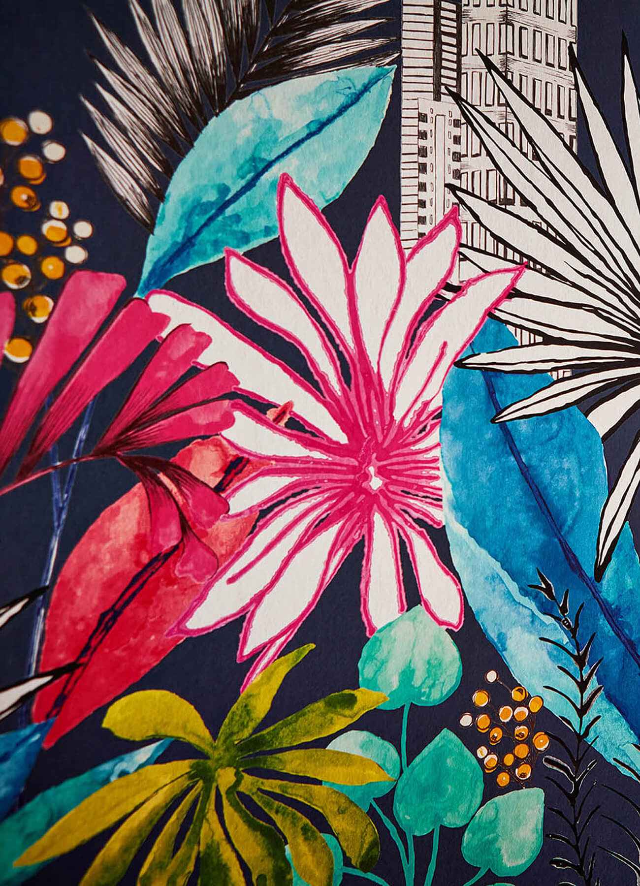 Sierra Indigo Urban Tropic Wallpaper - York Wallcoverings - CEP50110W - York Wallcoverings Wallpaper