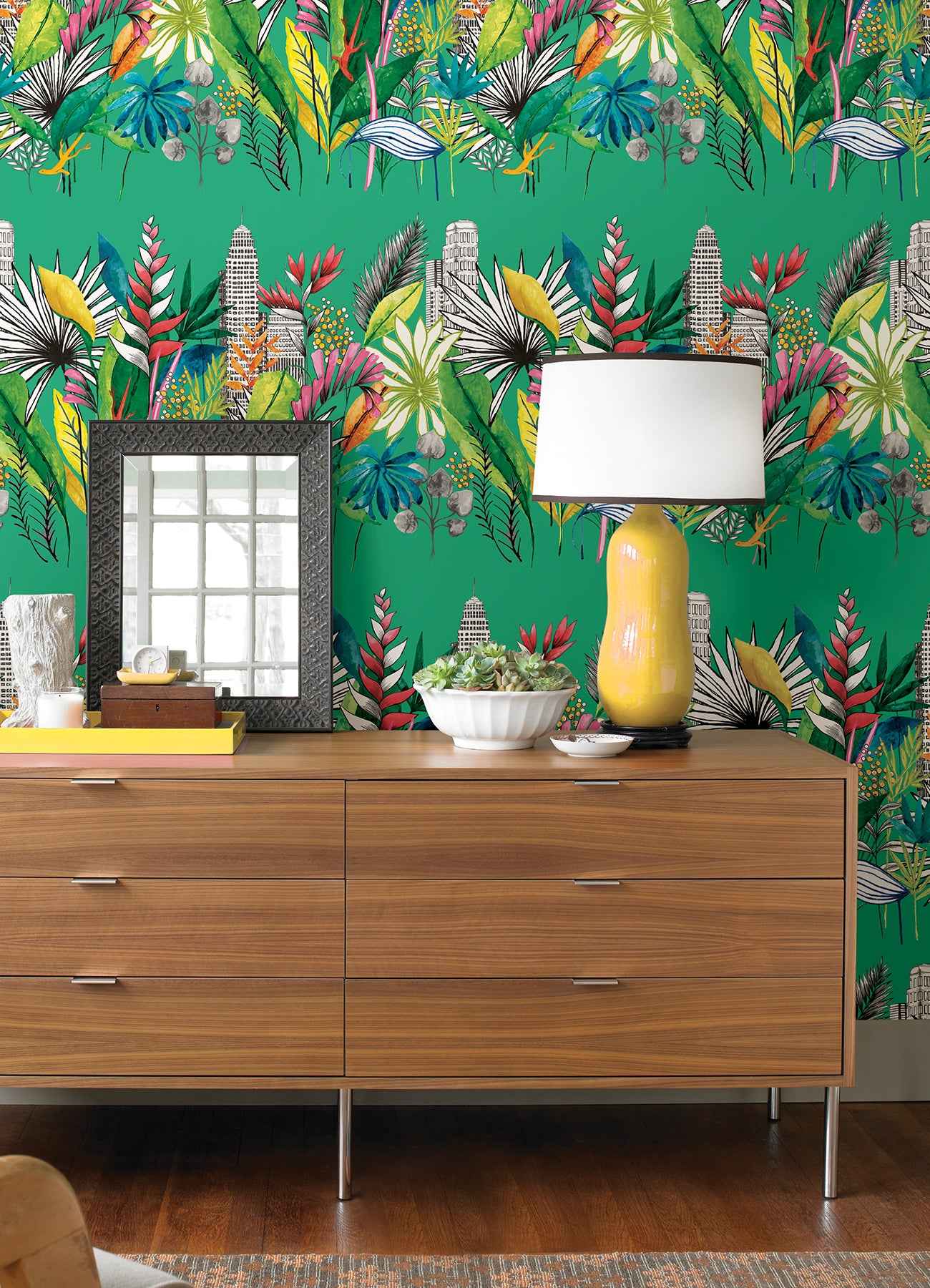 Sierra Green Urban Tropic Wallpaper - York Wallcoverings - CEP50111W - York Wallcoverings Wallpaper