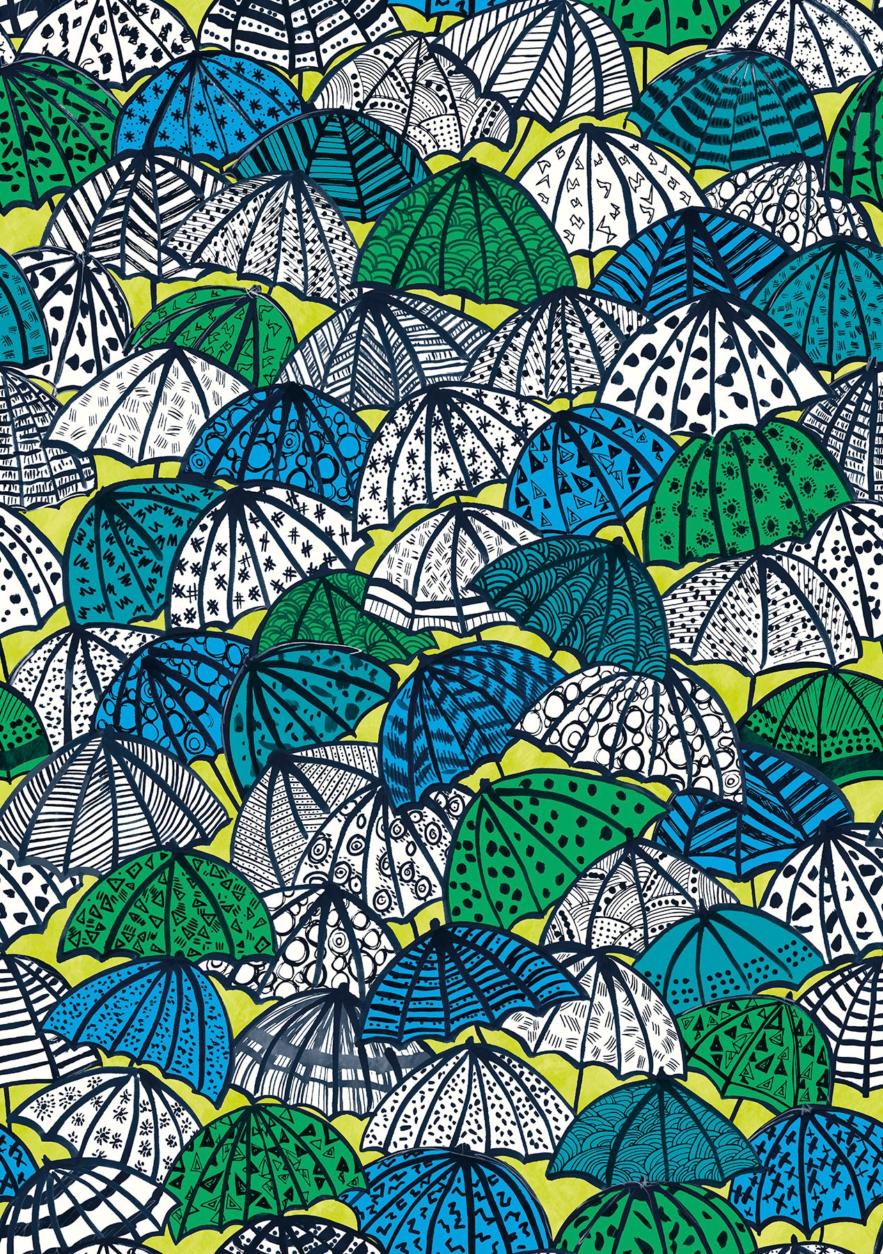 dara-chartreuse-jolly-brollies-wallpaper-york-wallcoverings-cep50117w - York Wallcoverings Wallpaper
