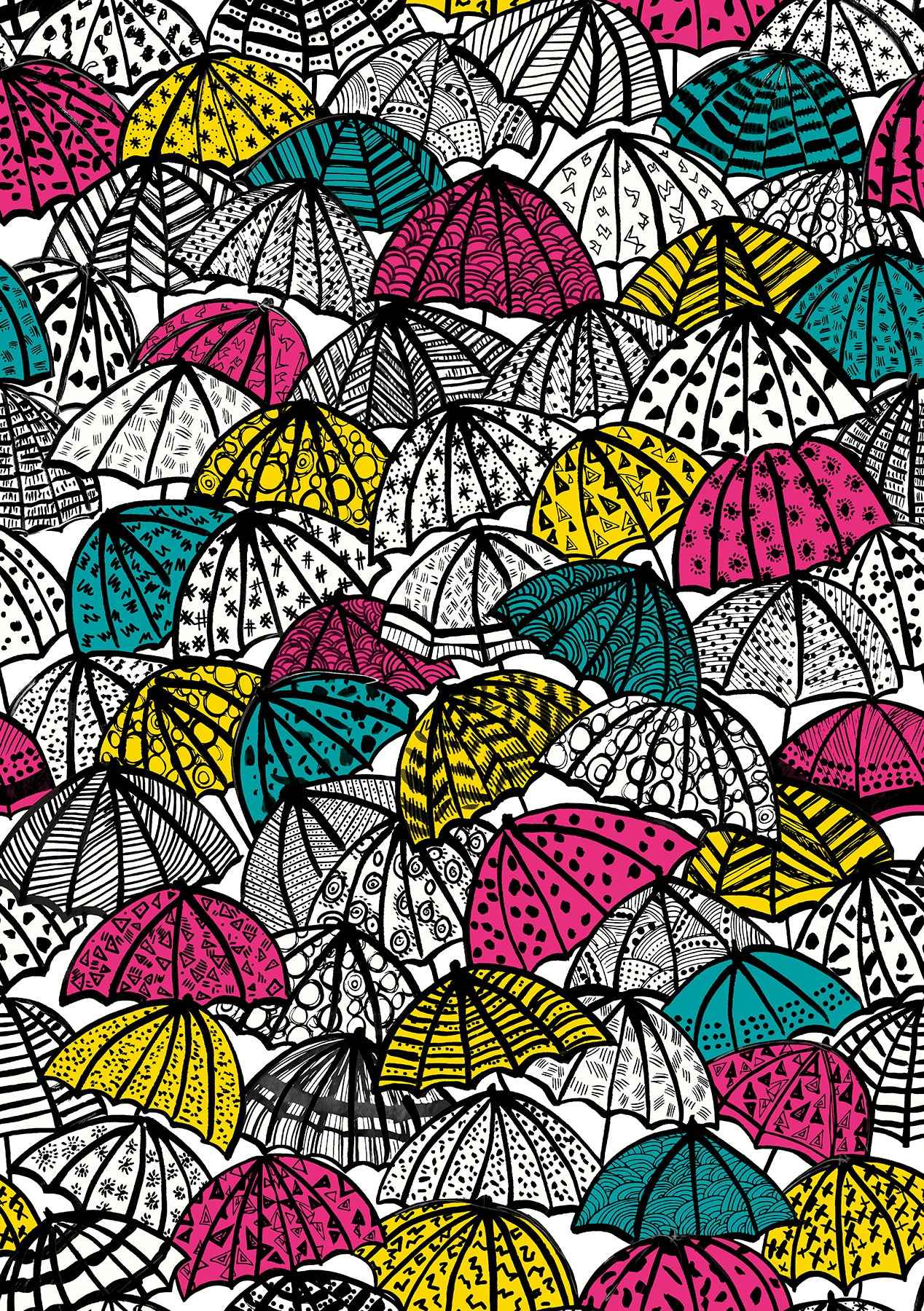 Dara Fuschia Jolly Brollies Wallpaper - York Wallcoverings - CEP50118W - York Wallcoverings Wallpaper