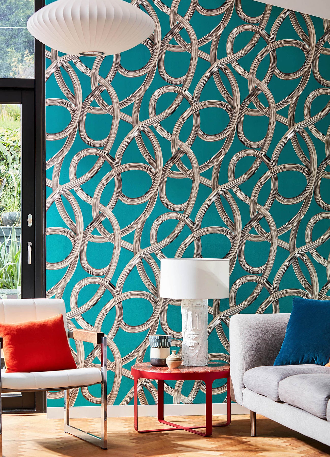 calix-turquoise-twisted-geo-wallpaper-york-wallcoverings-cep50124w - York Wallcoverings Wallpaper