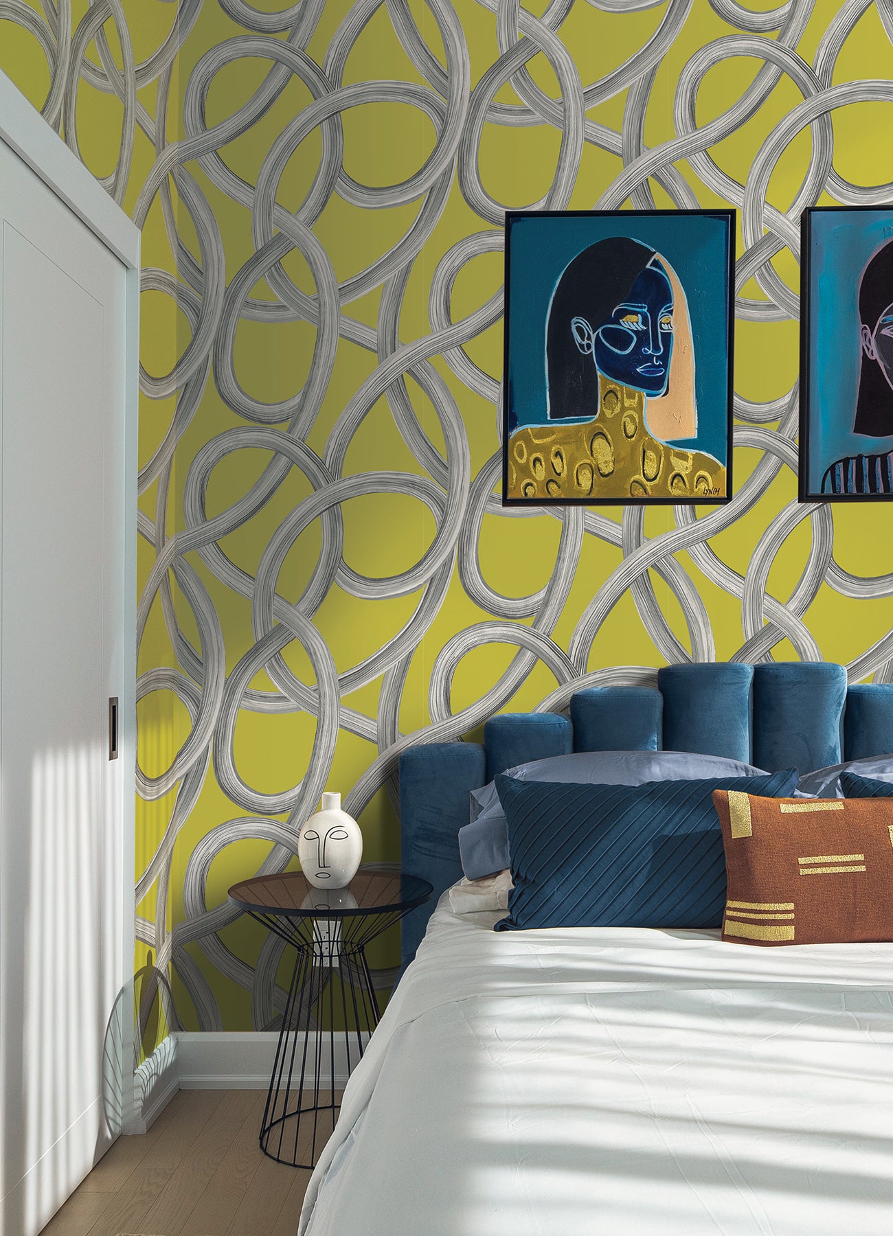 calix-chartreuse-twisted-geo-wallpaper-york-wallcoverings-cep50125w - York Wallcoverings Papel pintado