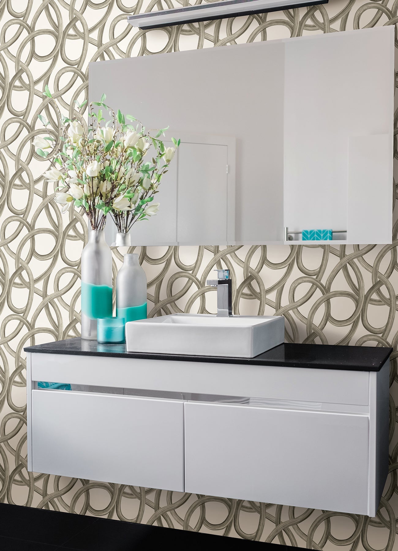 calix-white-twisted-geo-wallpaper-york-wallcoverings-cep50127w - York Wallcoverings Wallpaper