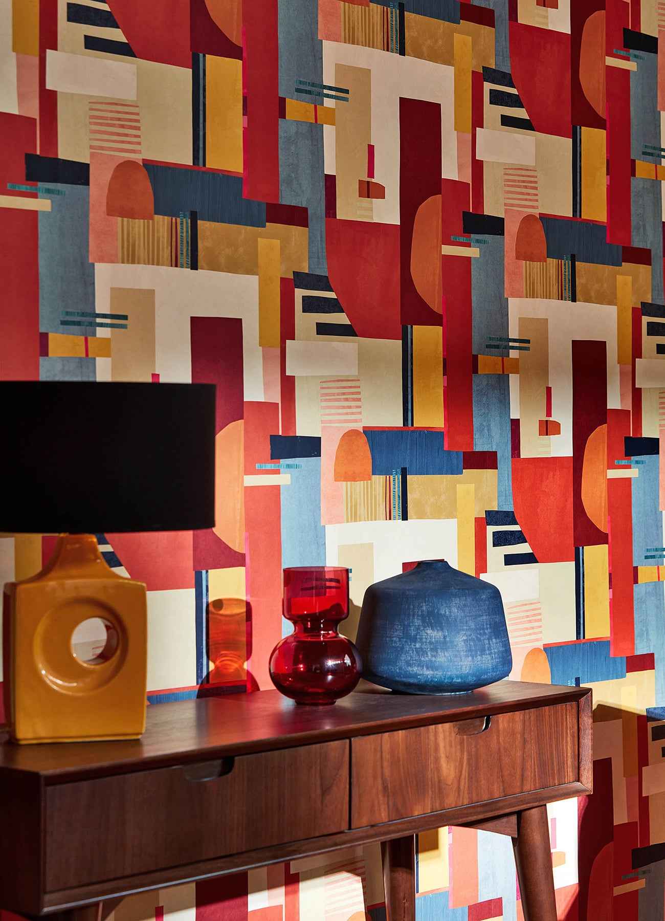 Rhodes Red Blocs Wallpaper - York Wallcoverings - CEP50130W - York Wallcoverings Wallpaper