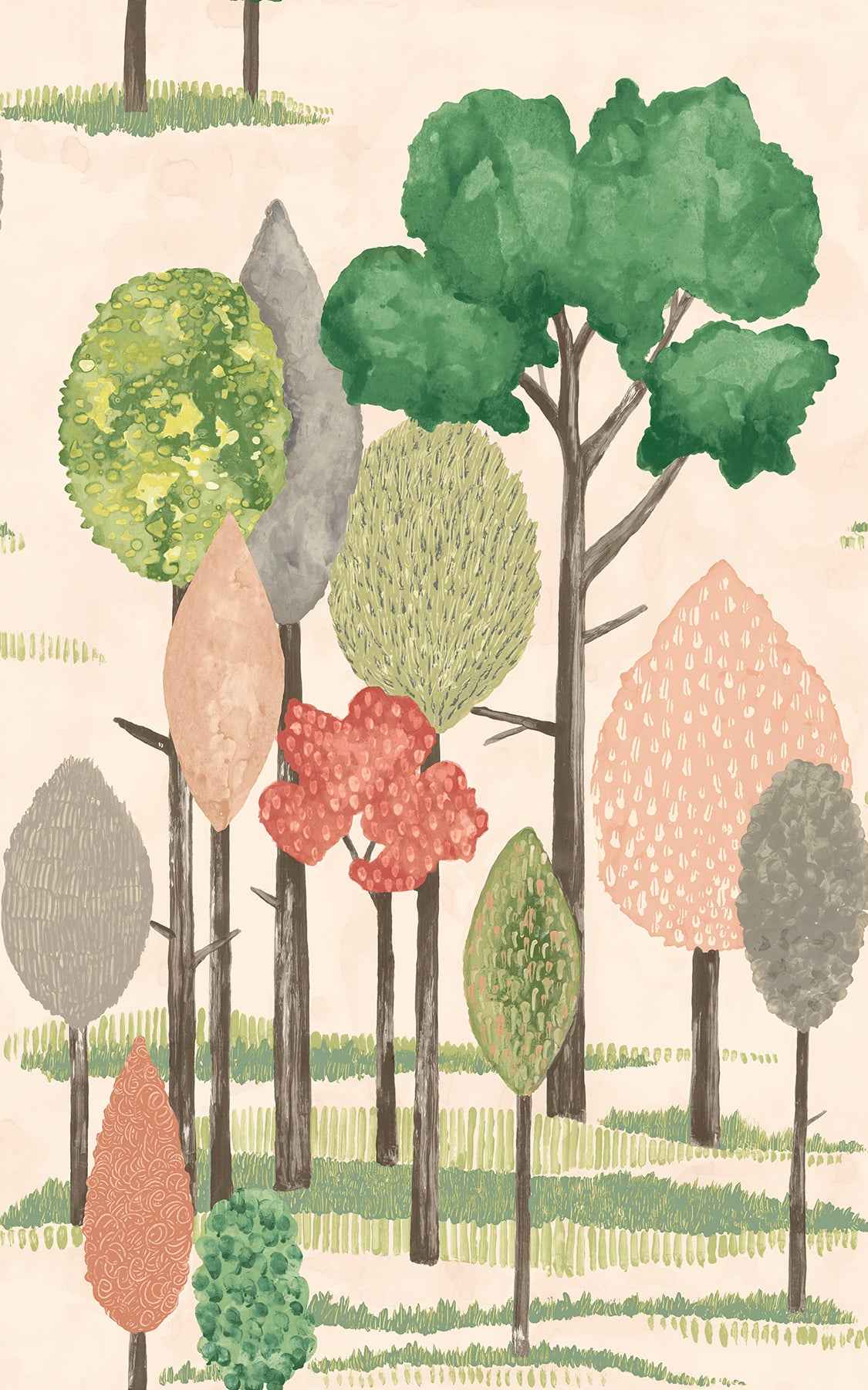 Cypress Pink Tall Trees Wallpaper - York Wallcoverings - CEP50136W
