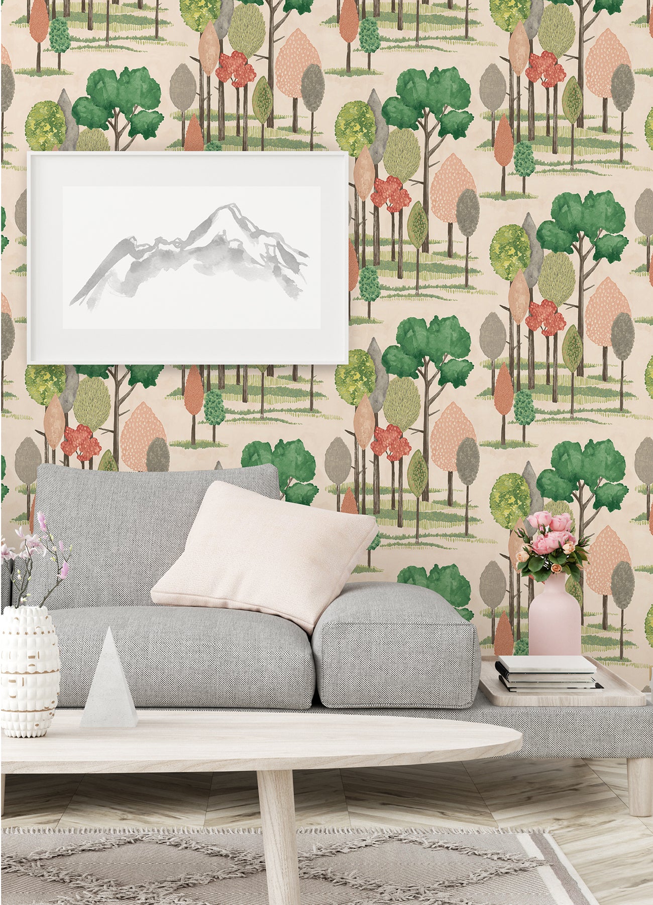 cypress-pink-tall-trees-wallpaper-york-wallcoverings-cep50136w - York Wallcoverings Papel pintado