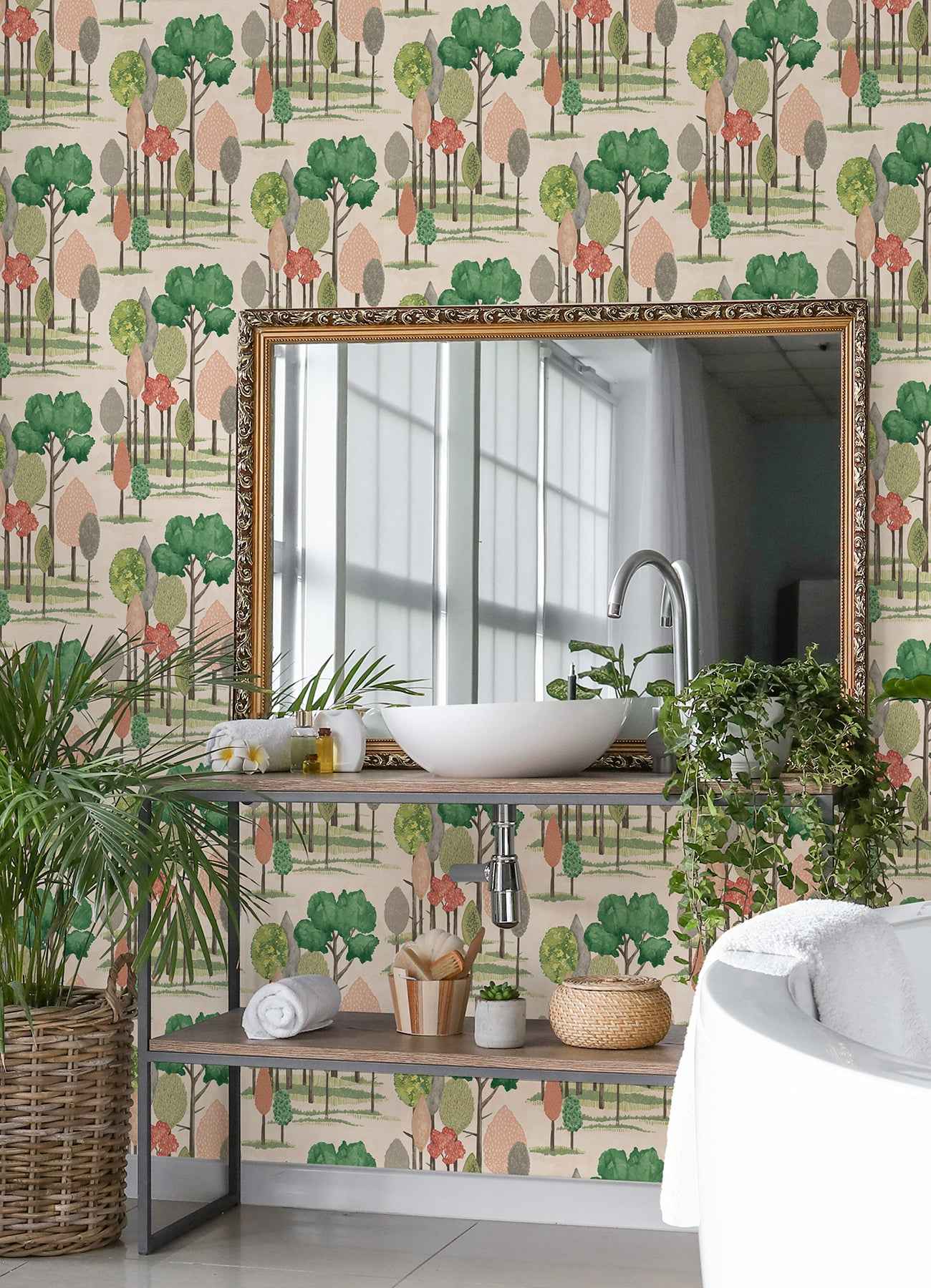 Cypress Pink Tall Trees Wallpaper - York Wallcoverings - CEP50136W - York Wallcoverings Wallpaper