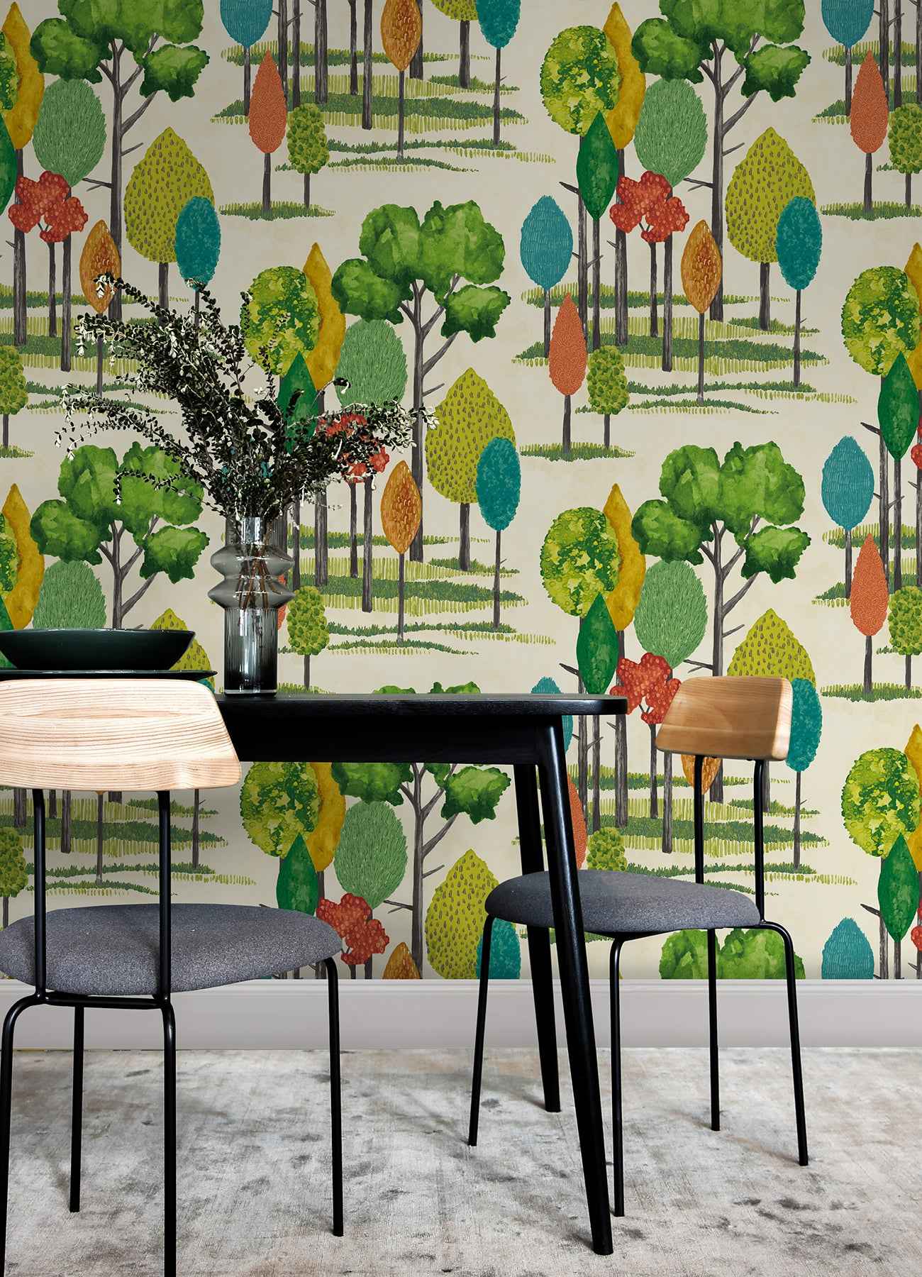 Cypress Teal Tall Trees Wallpaper - York Wallcoverings - CEP50137W - York Wallcoverings Wallpaper