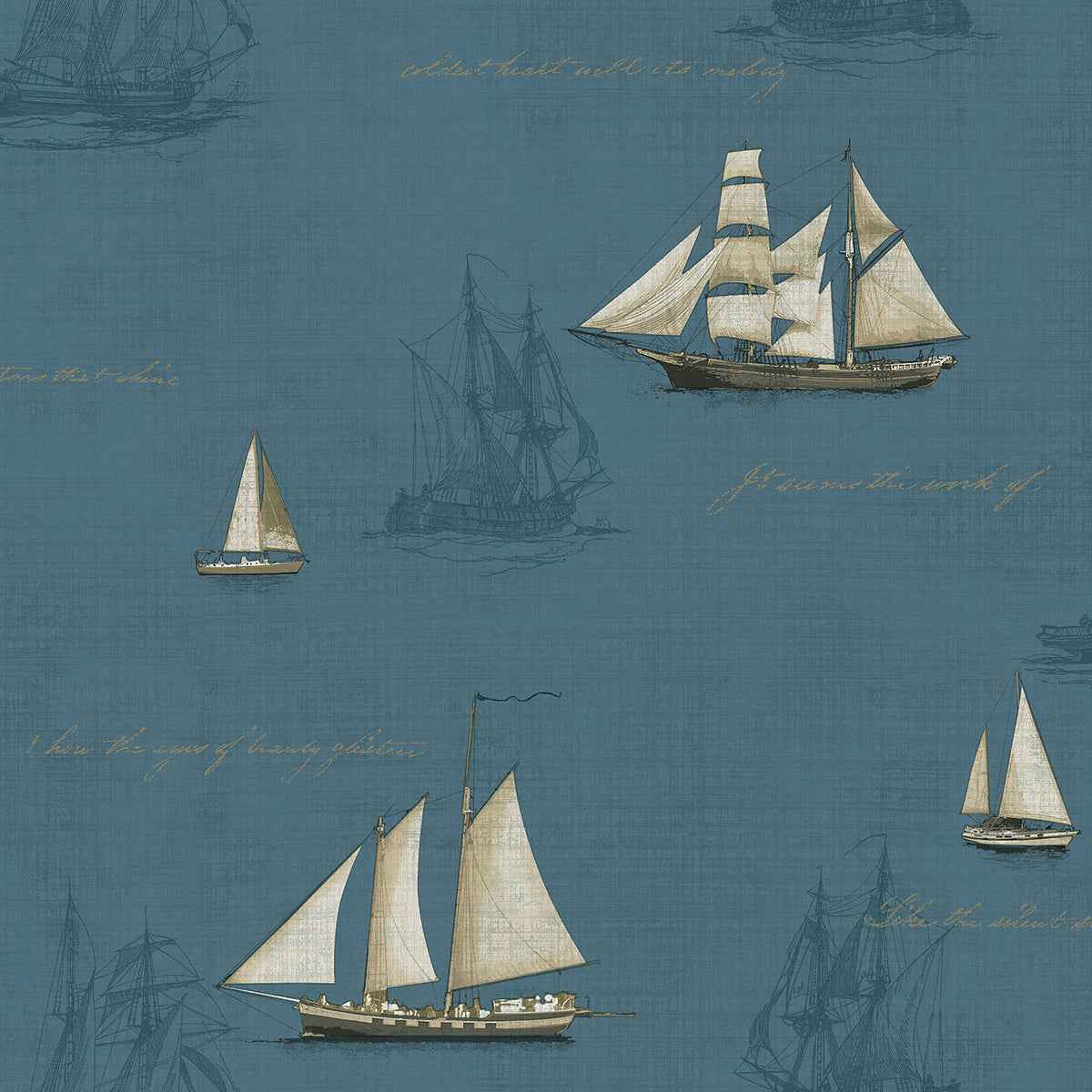 Andrew Blue Sailboat Wallpaper - York Wallcoverings - 4041-01701