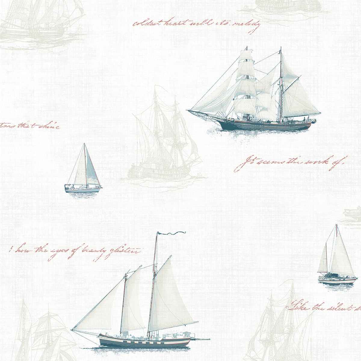 Andrew White Sailboat Wallpaper - York Wallcoverings - 4041-01703 - York Wallcoverings Wallpaper