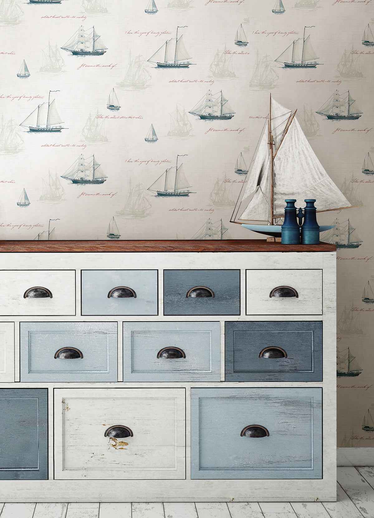 Andrew White Sailboat Wallpaper - York Wallcoverings - 4041-01703 - York Wallcoverings Wallpaper