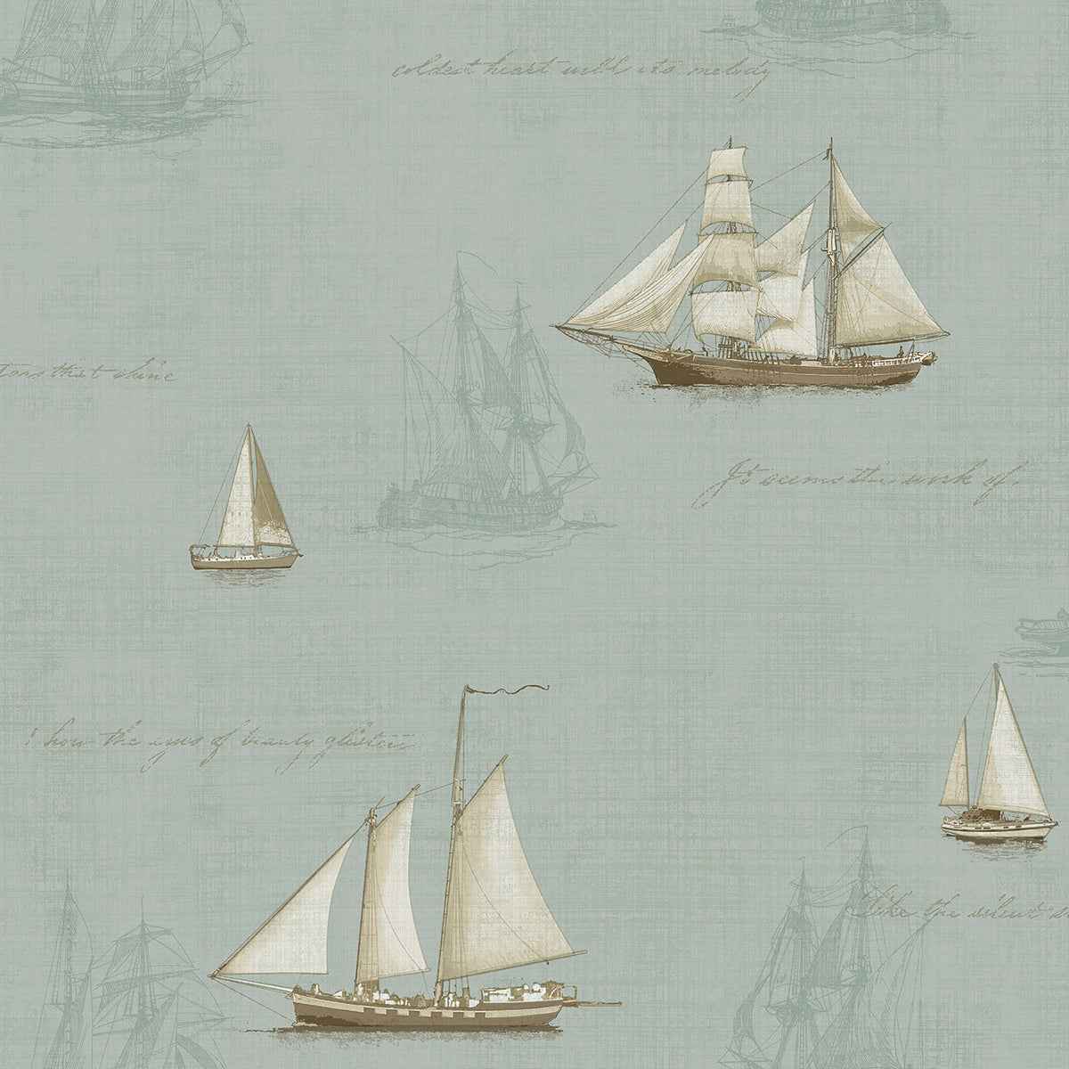Andrew Seafoam Sailboat Wallpaper - York Wallcoverings - 4041-01704