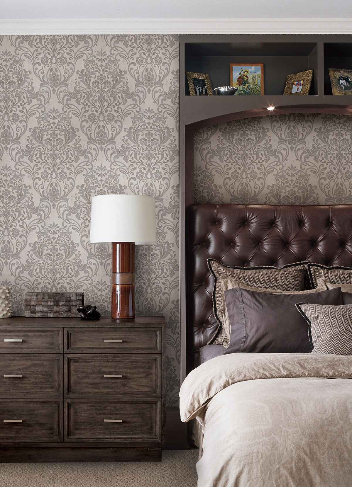 Anders Gold Damask Wallpaper - York Wallcoverings - 4041-32603 - York Wallcoverings Wallpaper