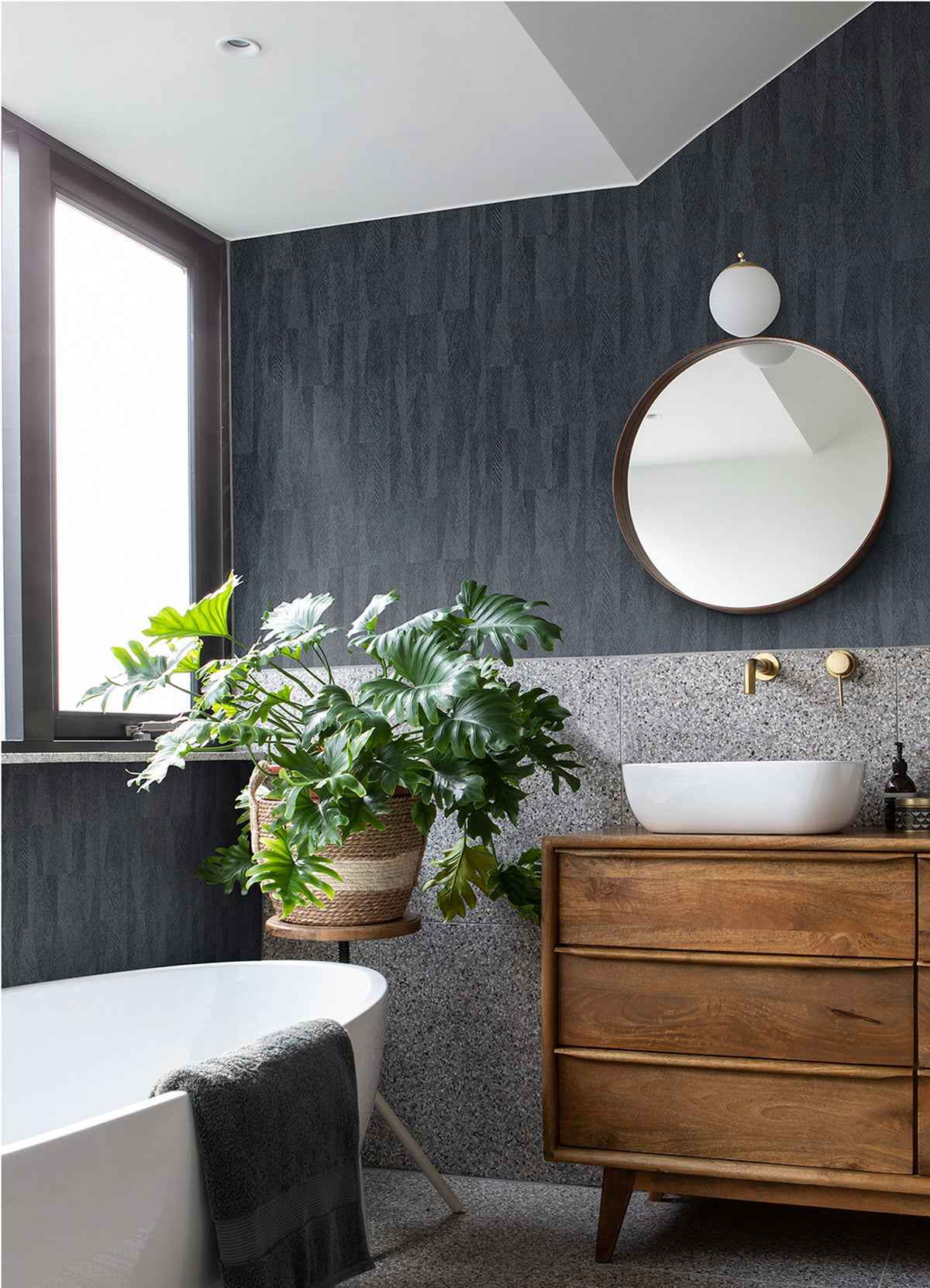 Sutton Charcoal Textured Geometric Wallpaper - York Wallcoverings - 4041-418927 - York Wallcoverings Wallpaper