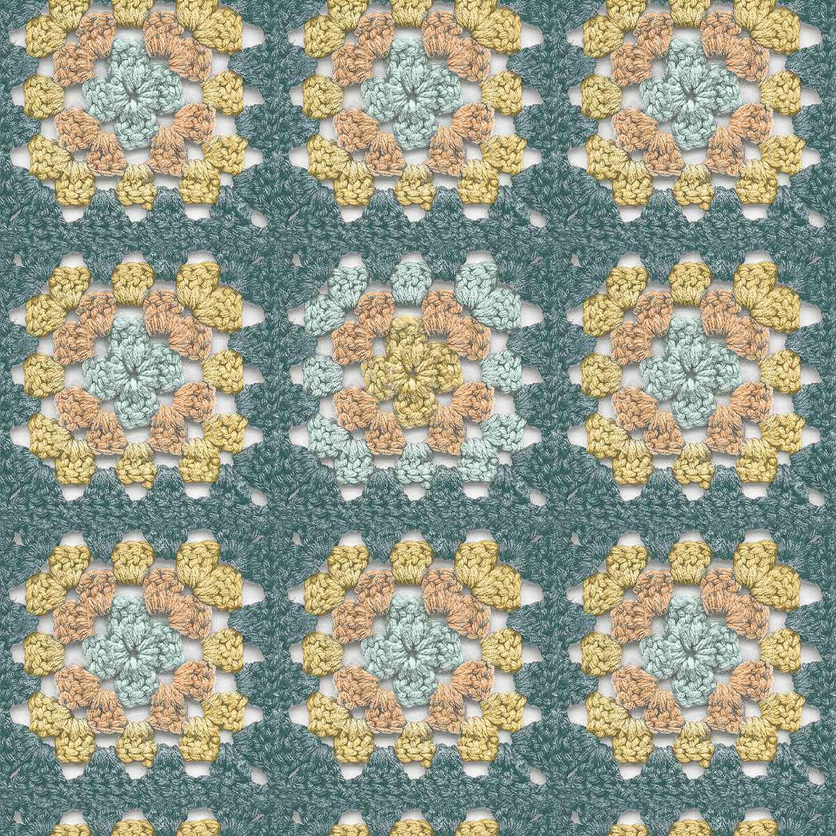 Maud Teal Crochet Geometric Wallpaper - York Wallcoverings - 3124-13862 - York Wallcoverings Wallpaper