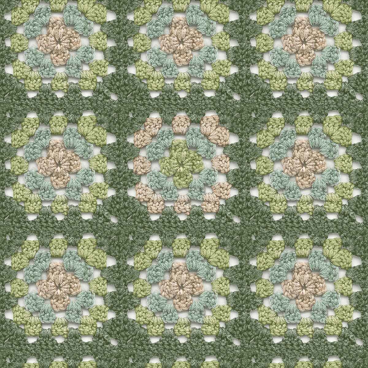 Maud Green Crochet Geometric Wallpaper - York Wallcoverings - 3124-13863
