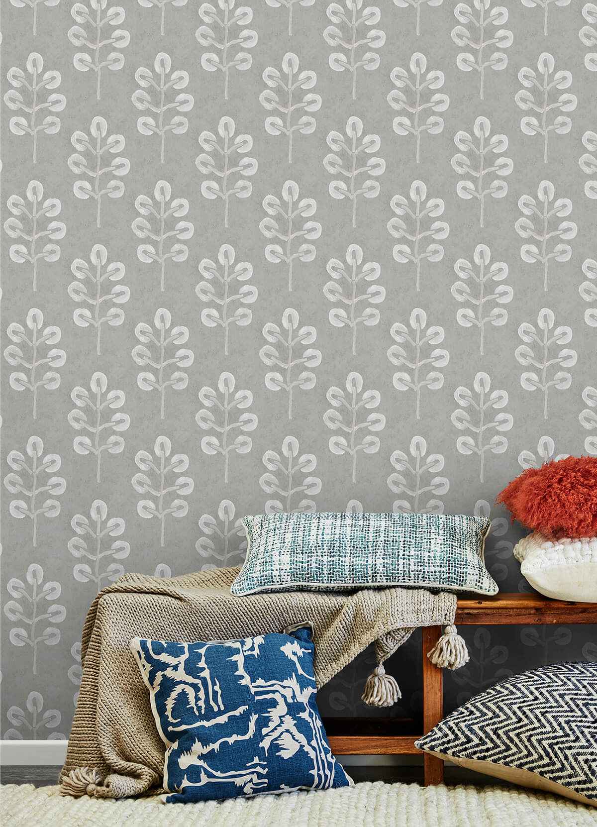 Plum Tree Grey Botanical Wallpaper - York Wallcoverings - 3124-13876 - York Wallcoverings Wallpaper