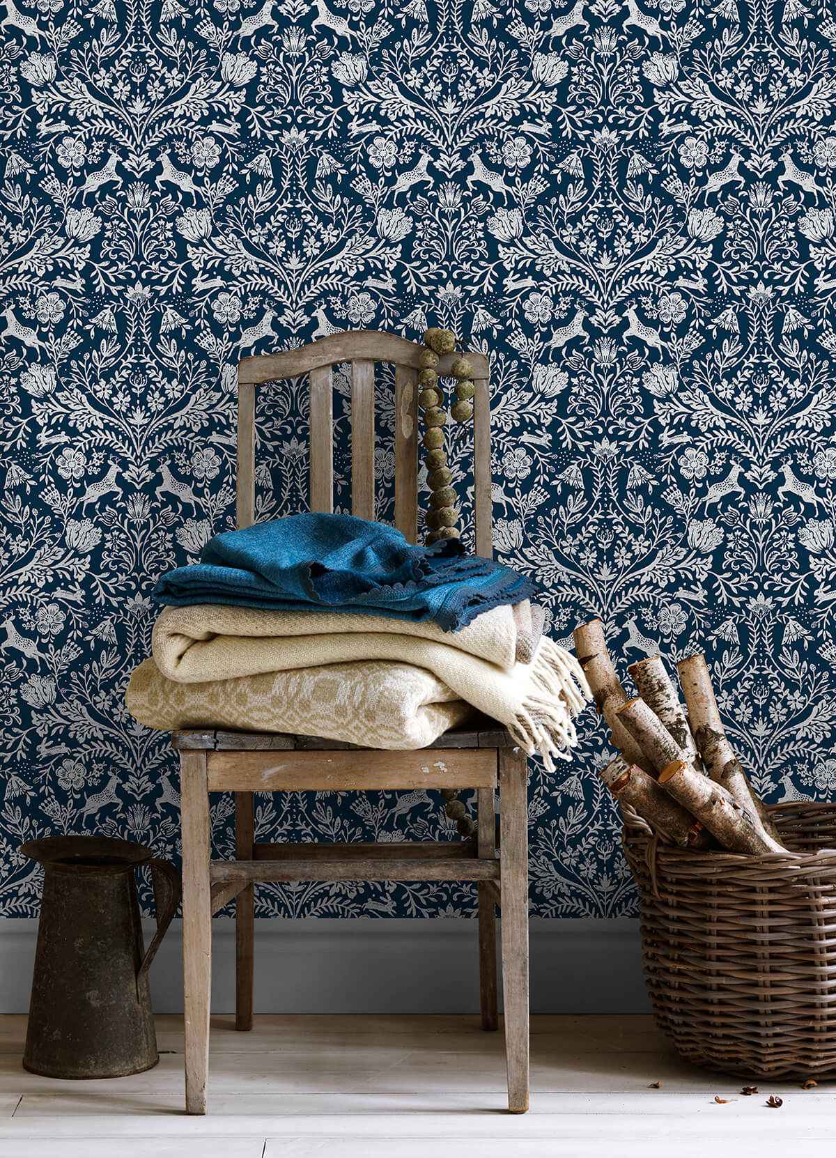 Forest Dance Navy Damask Wallpaper - York Wallcoverings - 3124-13883 - York Wallcoverings Wallpaper