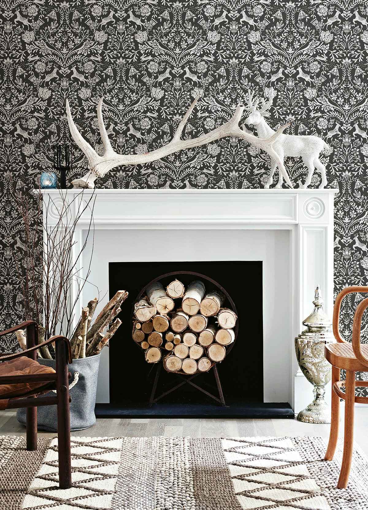 Forest Dance Charcoal Damask Wallpaper - York Wallcoverings - 3124-13885 - York Wallcoverings Wallpaper