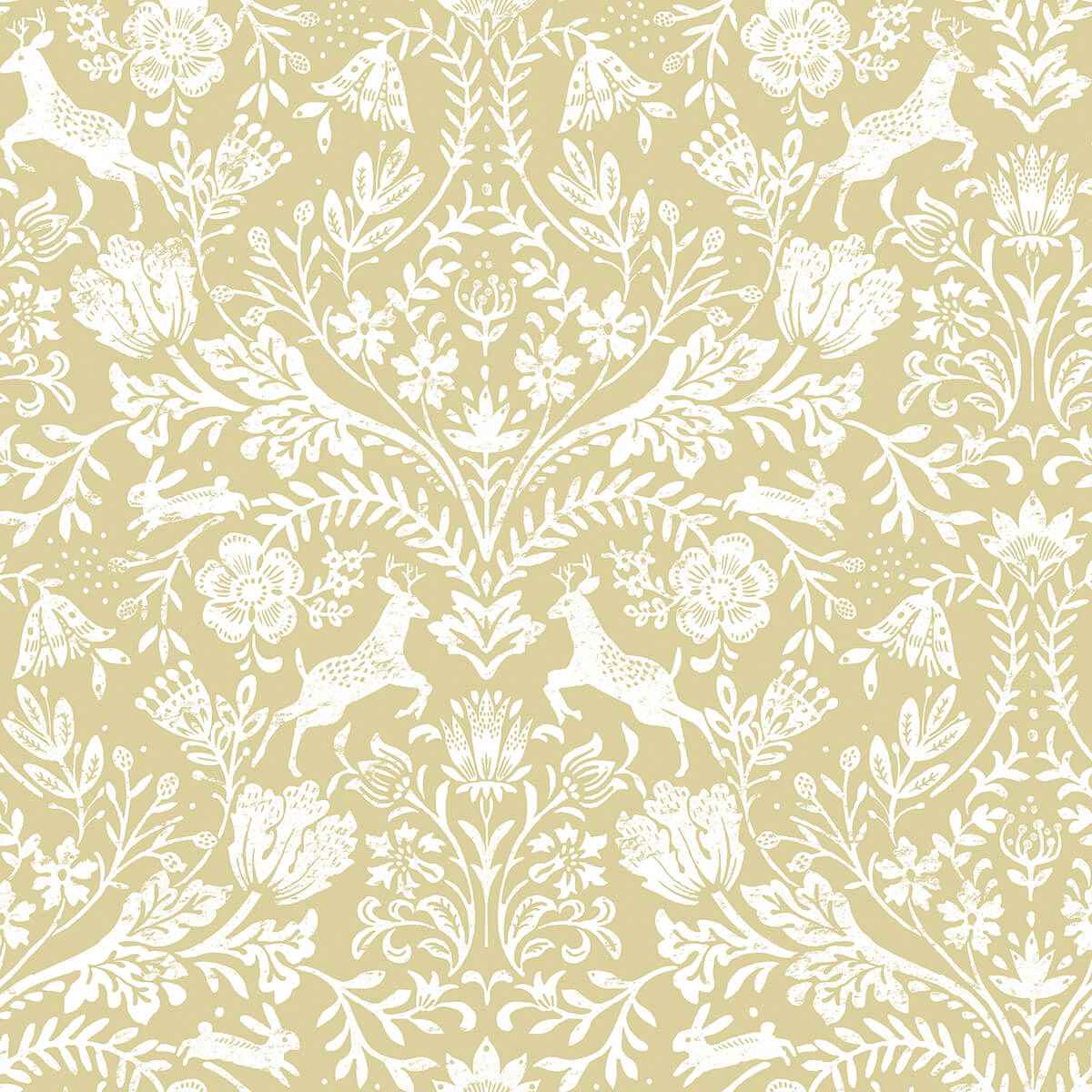 Forest Dance Honey Damask Wallpaper - York Wallcoverings - 3124-13886 - York Wallcoverings Wallpaper