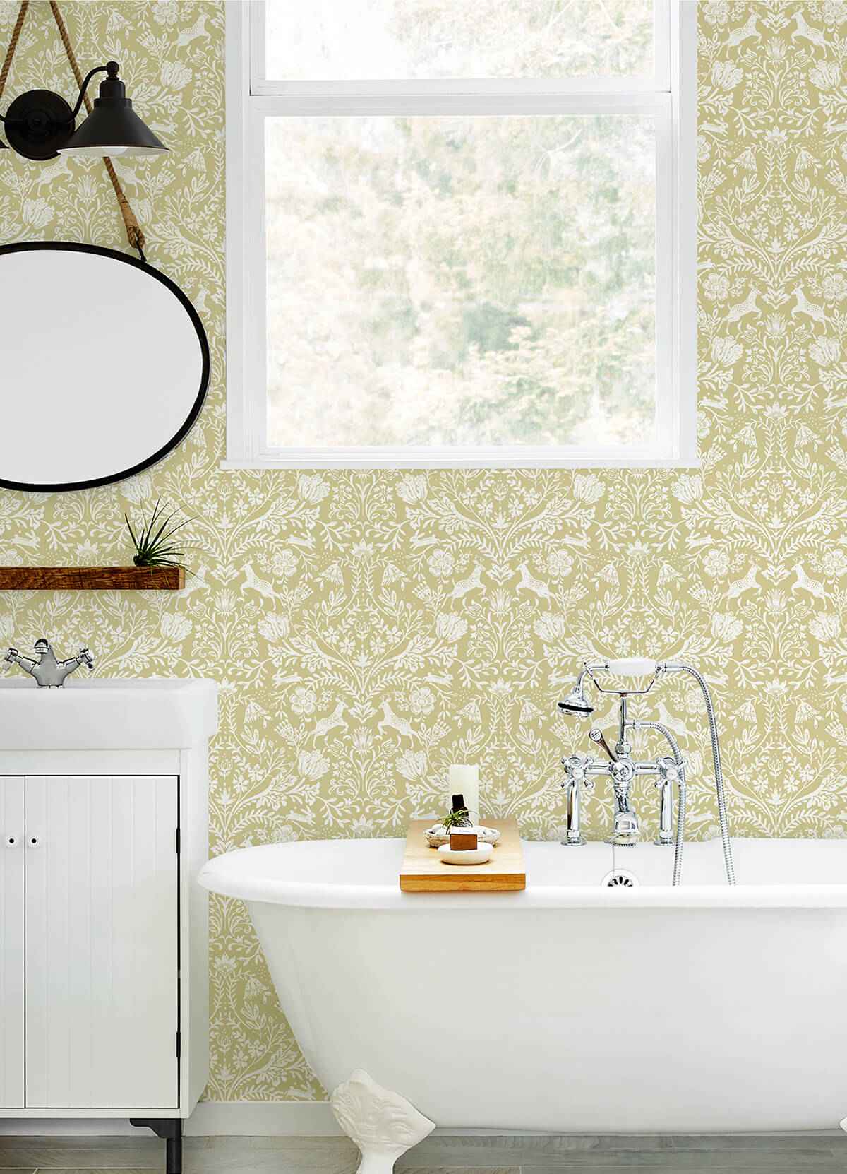 Forest Dance Honey Damask Wallpaper - York Wallcoverings - 3124-13886 - York Wallcoverings Wallpaper