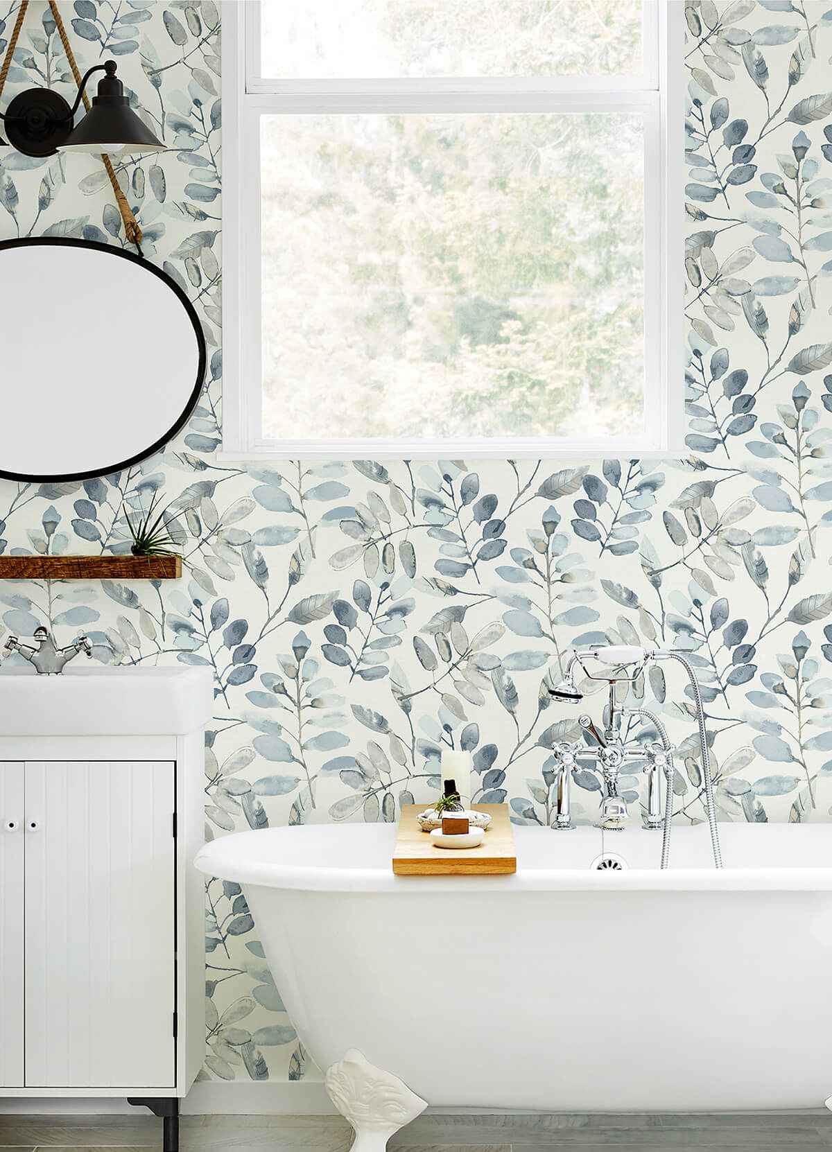 Pinnate Blue Leaves Wallpaper - York Wallcoverings - 3124-13908 - York Wallcoverings Wallpaper