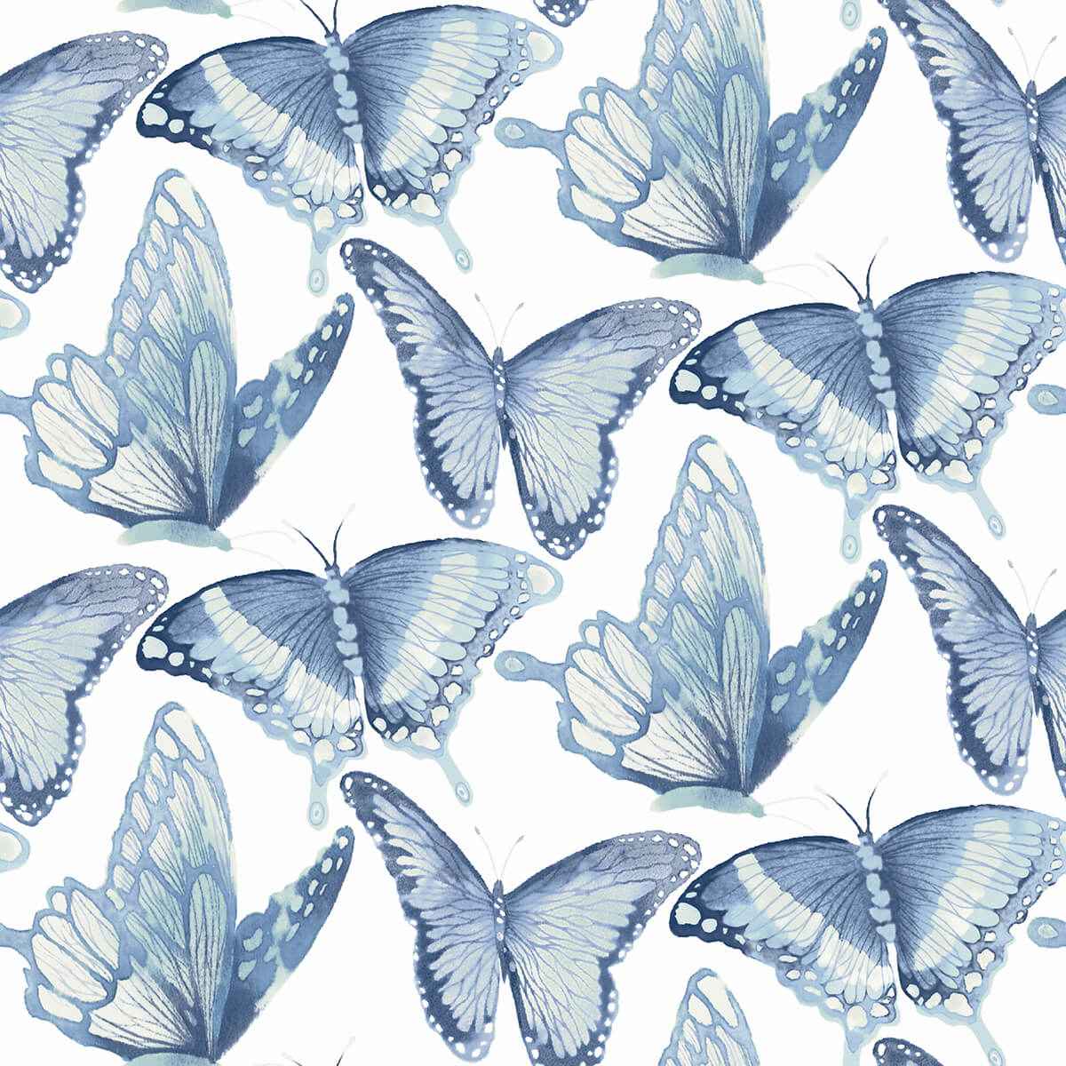Janetta Blue Butterfly Wallpaper - York Wallcoverings - 3124-13932