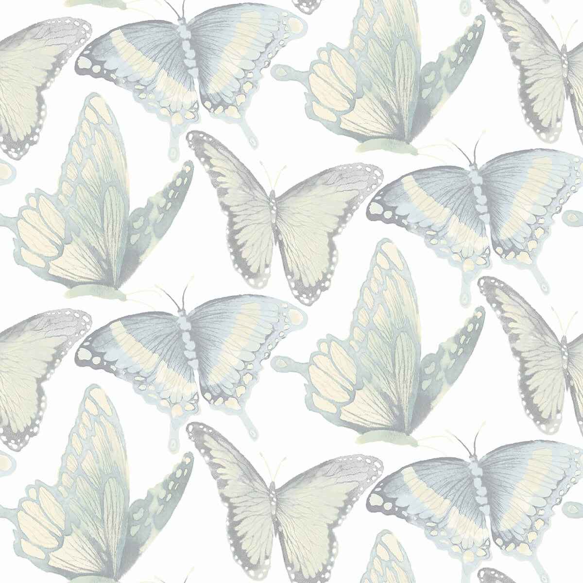 Janetta Mint Butterfly Wallpaper - York Wallcoverings - 3124-13935 - York Wallcoverings Wallpaper