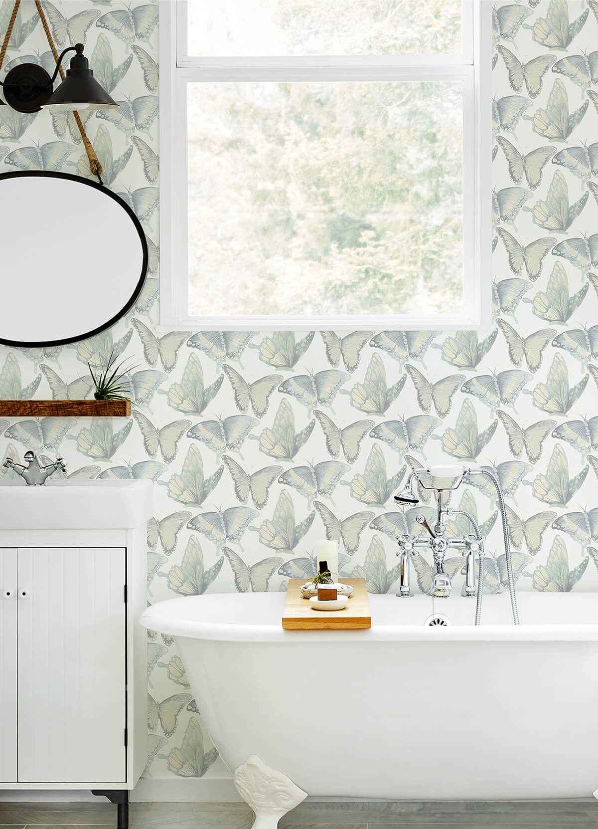 Janetta Mint Butterfly Wallpaper - York Wallcoverings - 3124-13935 - York Wallcoverings Wallpaper