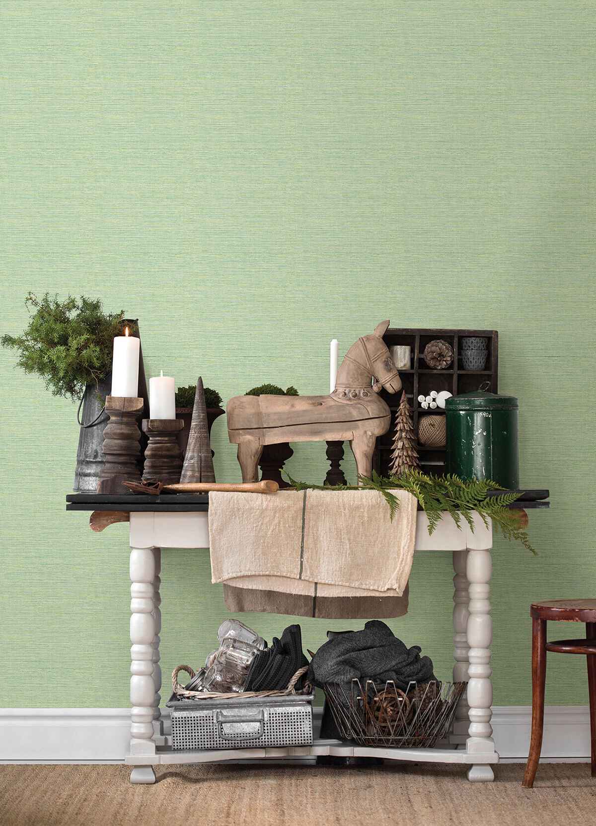 Agave Green Faux Grasscloth Wallpaper - York Wallcoverings - 3124-24284 - York Wallcoverings Wallpaper