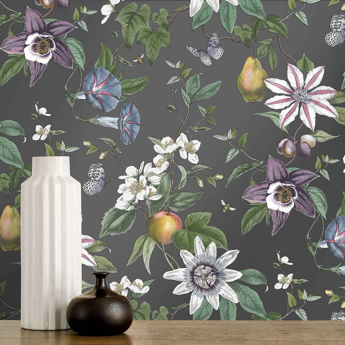 Sierra Black Floral Wallpaper - York Wallcoverings - FD43060 - York Wallcoverings Wallpaper