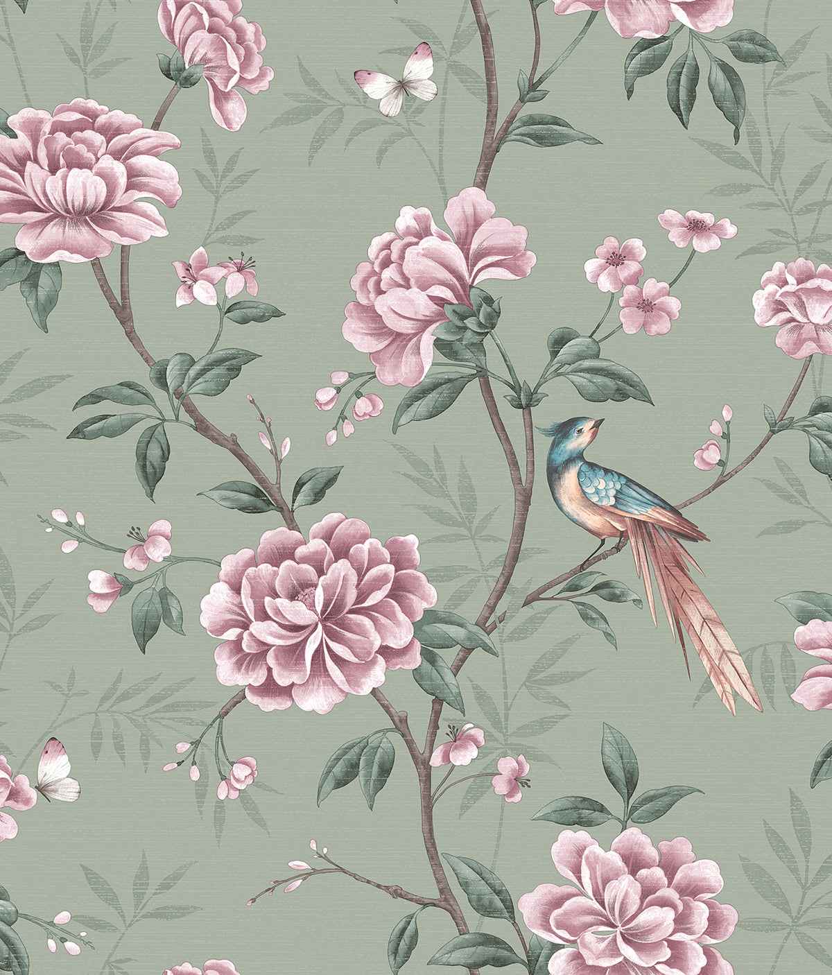 Akina Sage Floral Wallpaper - York Wallcoverings - M1724