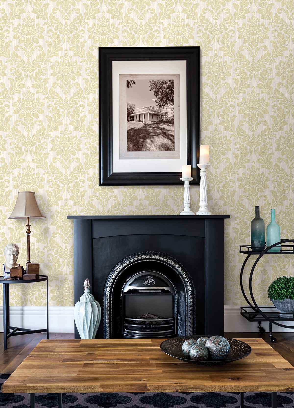 Galois Gold Damask Wallpaper - York Wallcoverings - 4025-82514 - York Wallcoverings Wallpaper