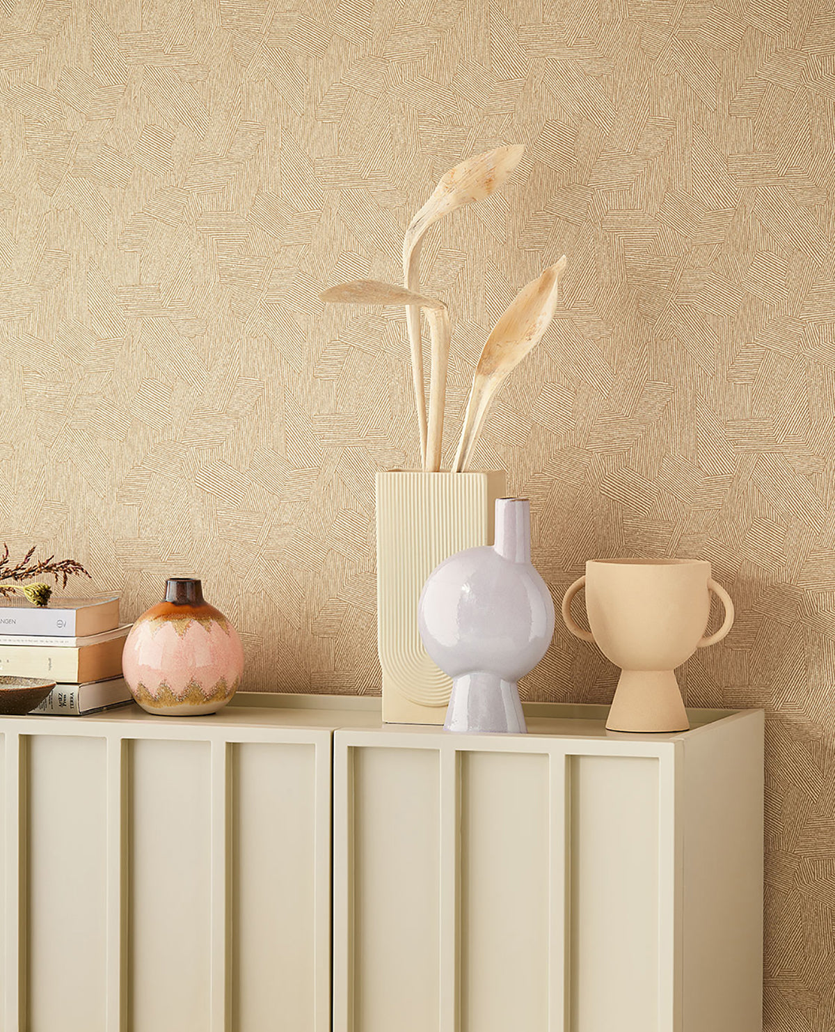 Clio Brown Lined Geometric Wallpaper - York Wallcovering