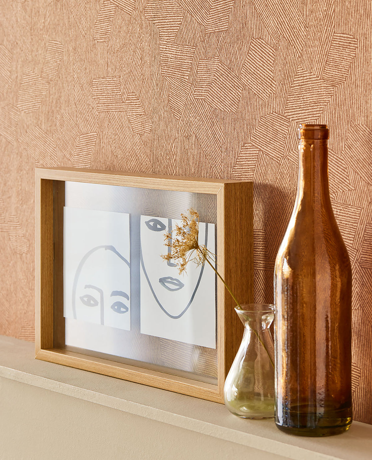 Clio Copper Lined Geometric Wallpaper - York Wallcovering