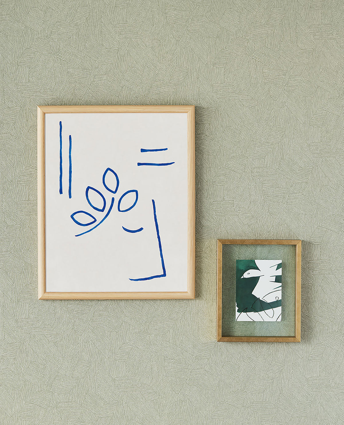 Clio Sage Lined Geometric Wallpaper - York Wallcovering