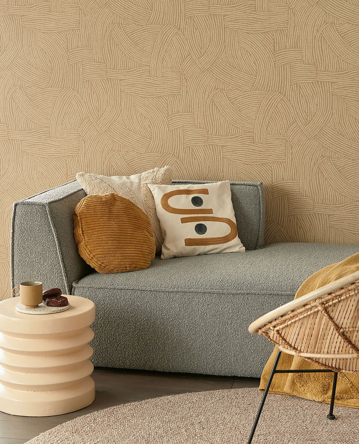 Freesia Light Brown Abstract Woven Wallpaper - York Wallcovering