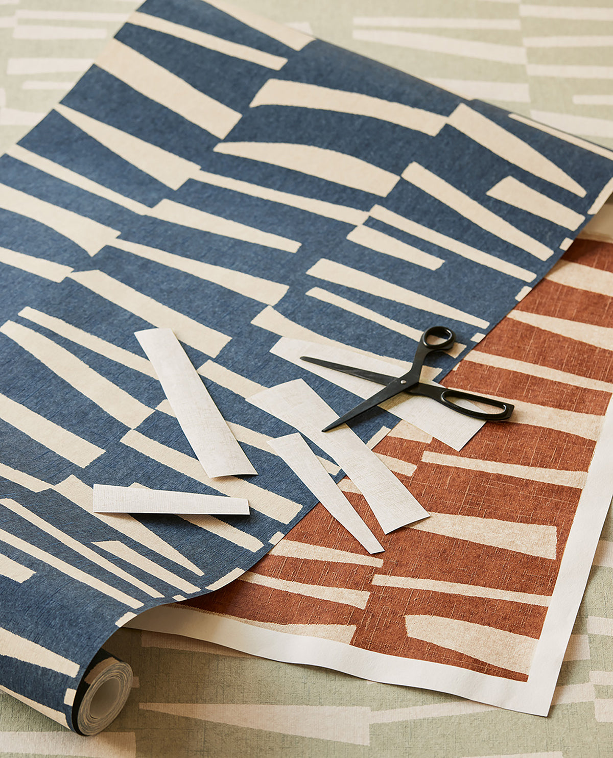 Ode Rust Staggered Stripes Wallpaper - York Wallcovering