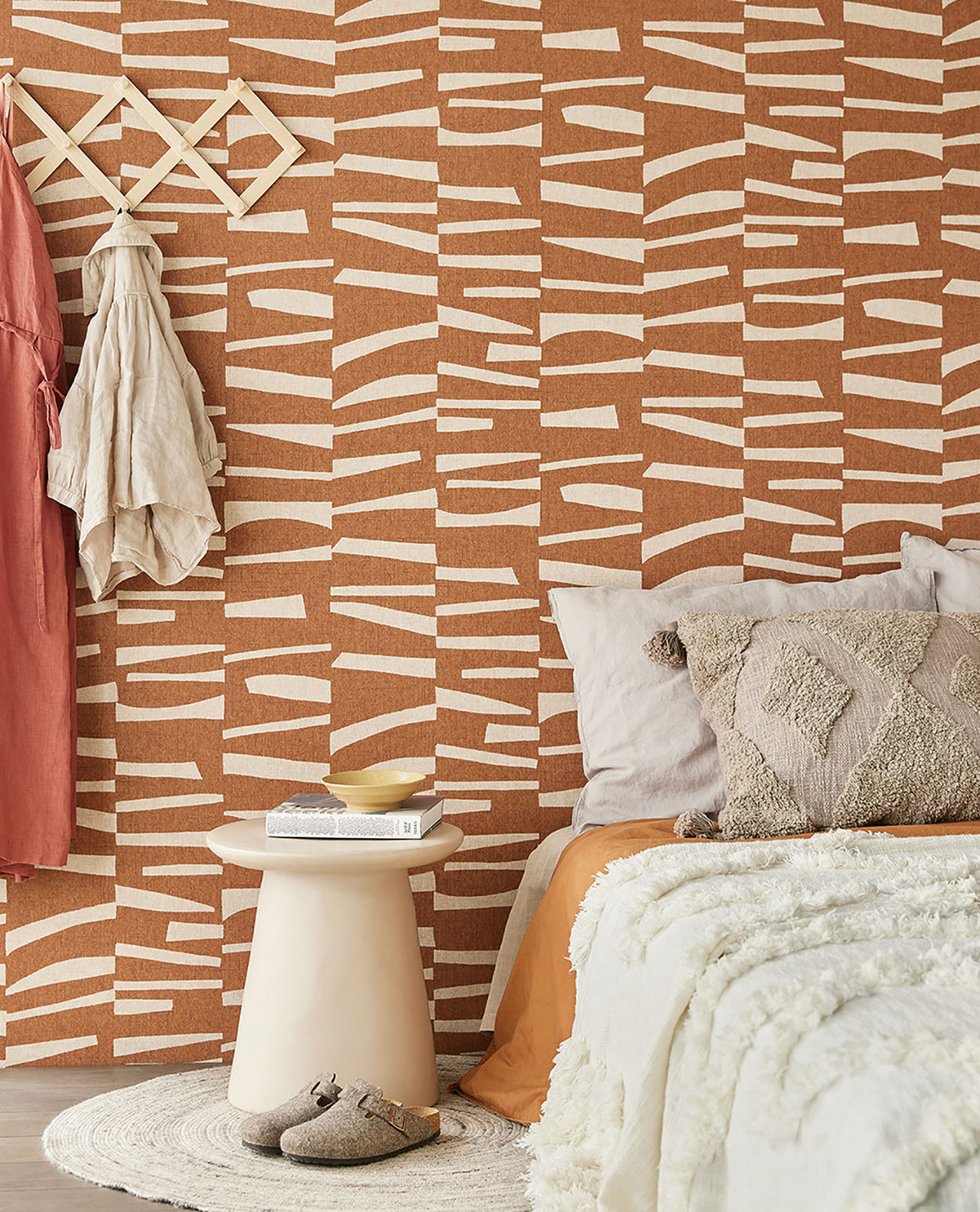 Ode Rust Staggered Stripes Wallpaper - York Wallcovering