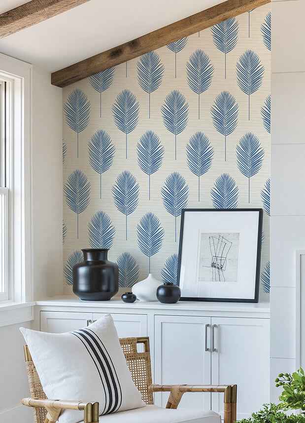 Bali Blue Fern Wallpaper - York Wallcoverings - 2988-70212 - York Wallcoverings Wallpaper